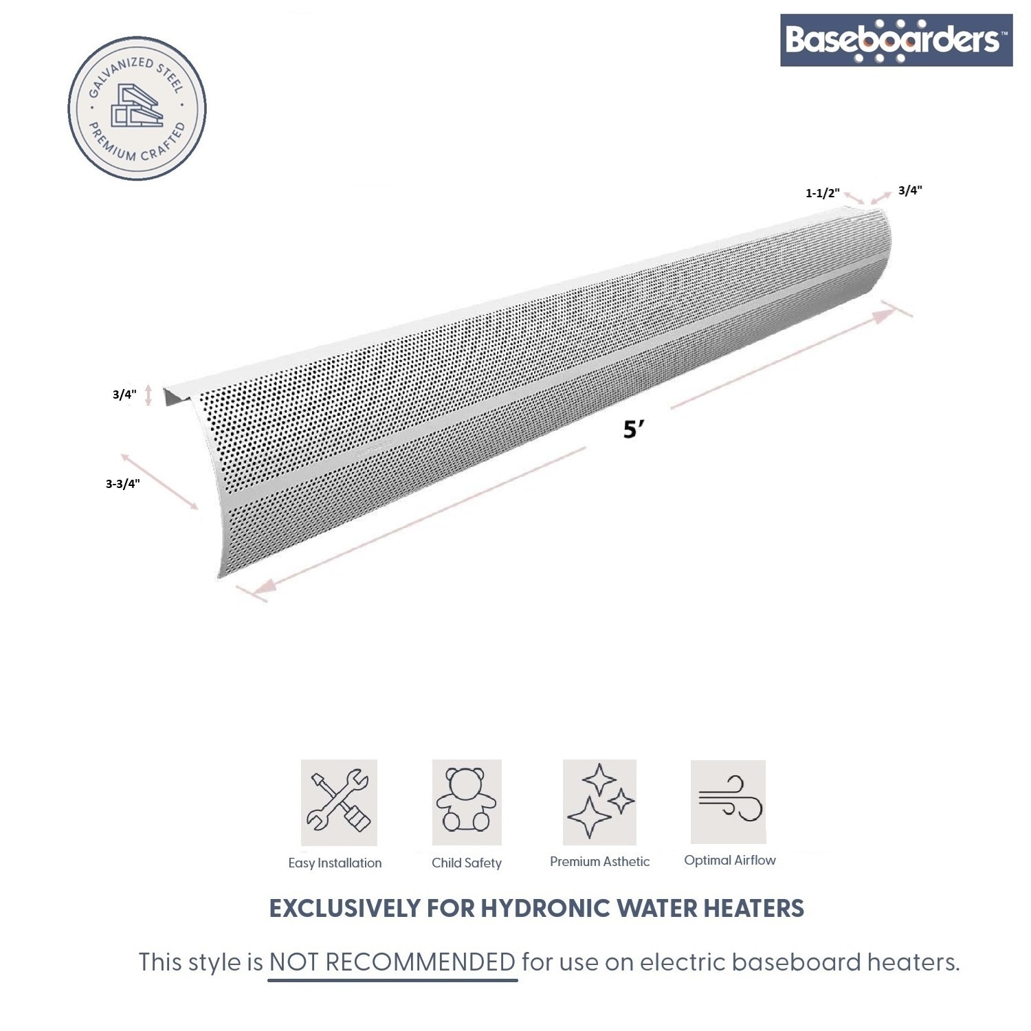 Baseboarders BA001-60-WHT Baseboard-Heater-Covers - View #2