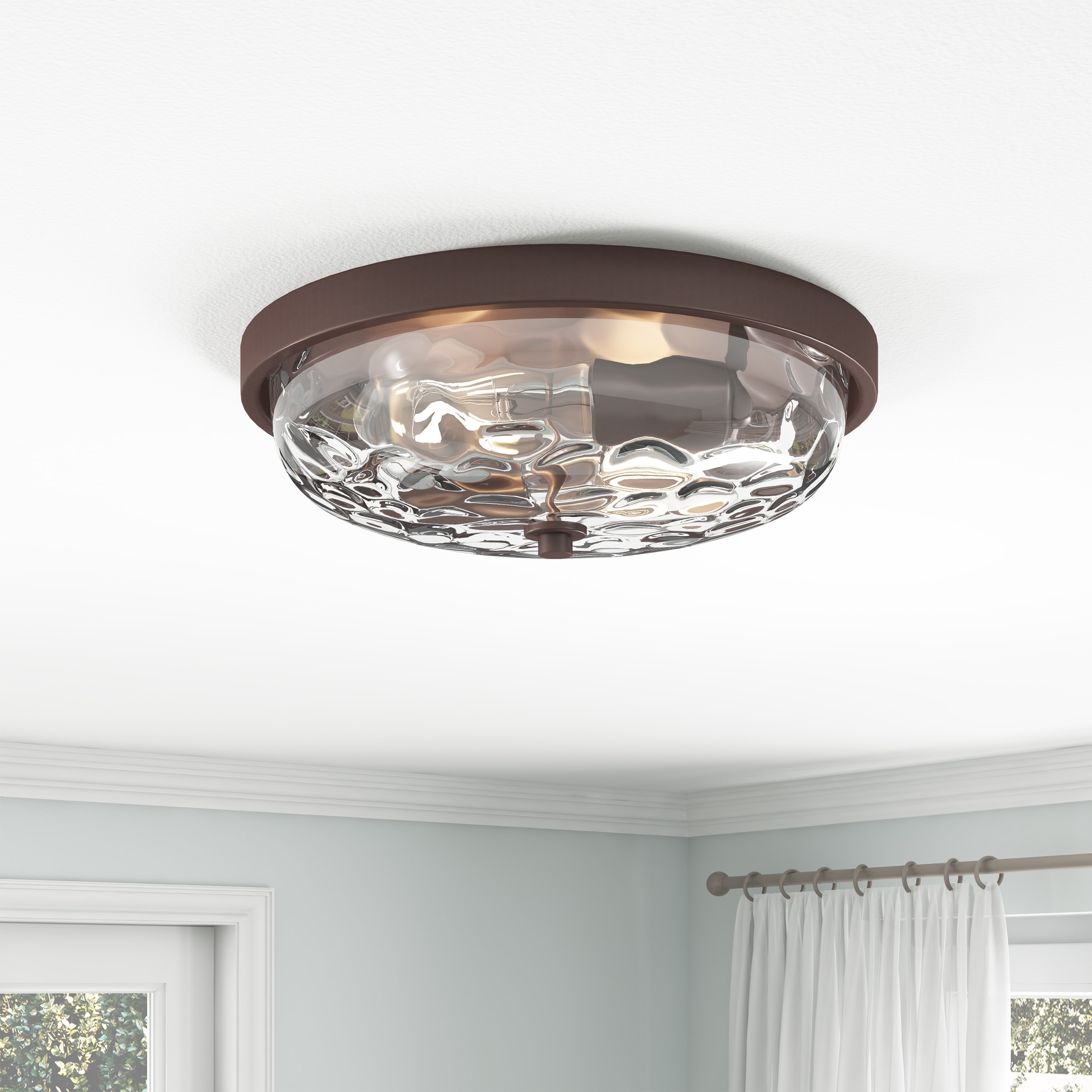 Aiwen C-NW-22298 2 -Light 12.99-in Bronze Flush Mount Light