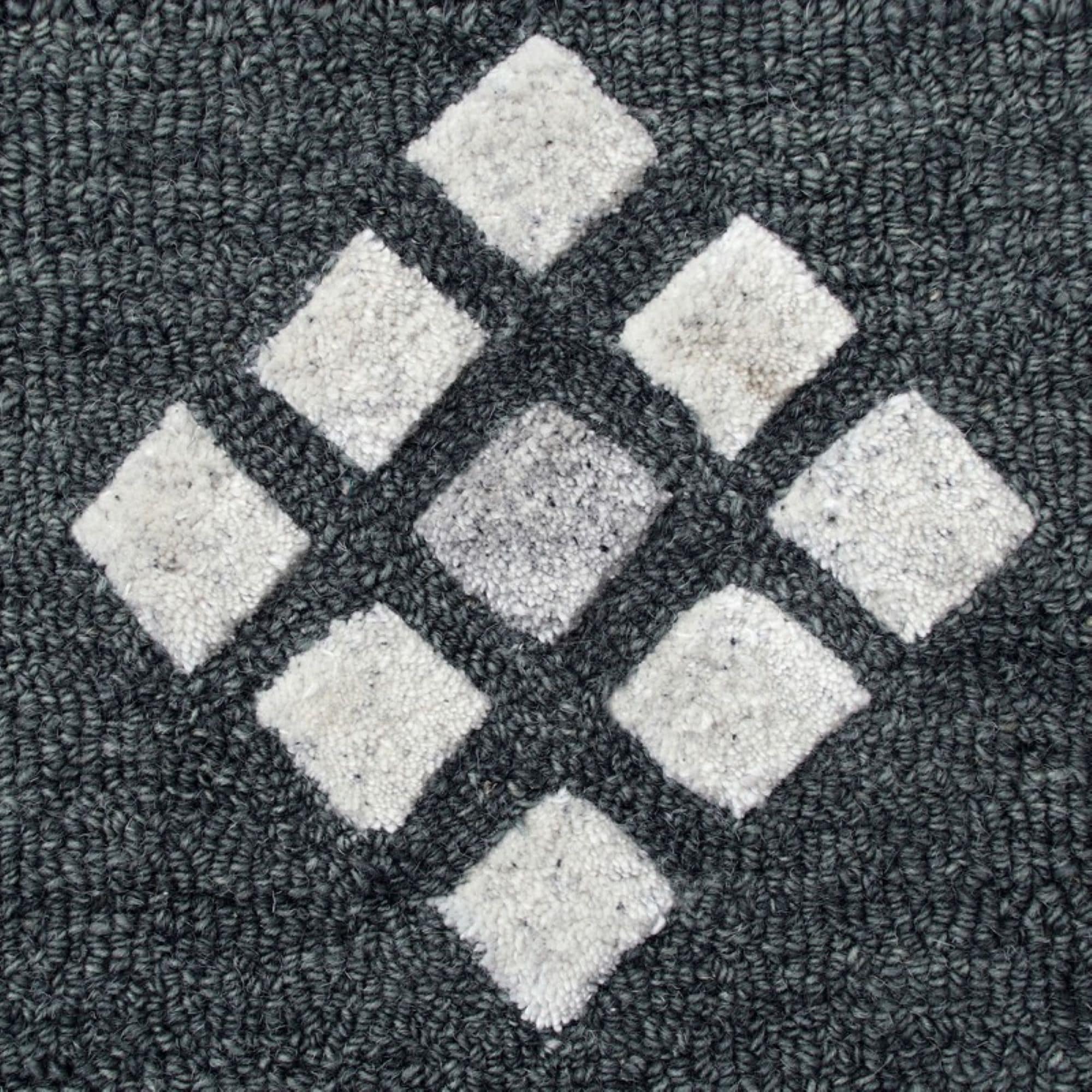 Artisan Geometric Blue & Charcoal 5' Round Wool-Viscose Rug