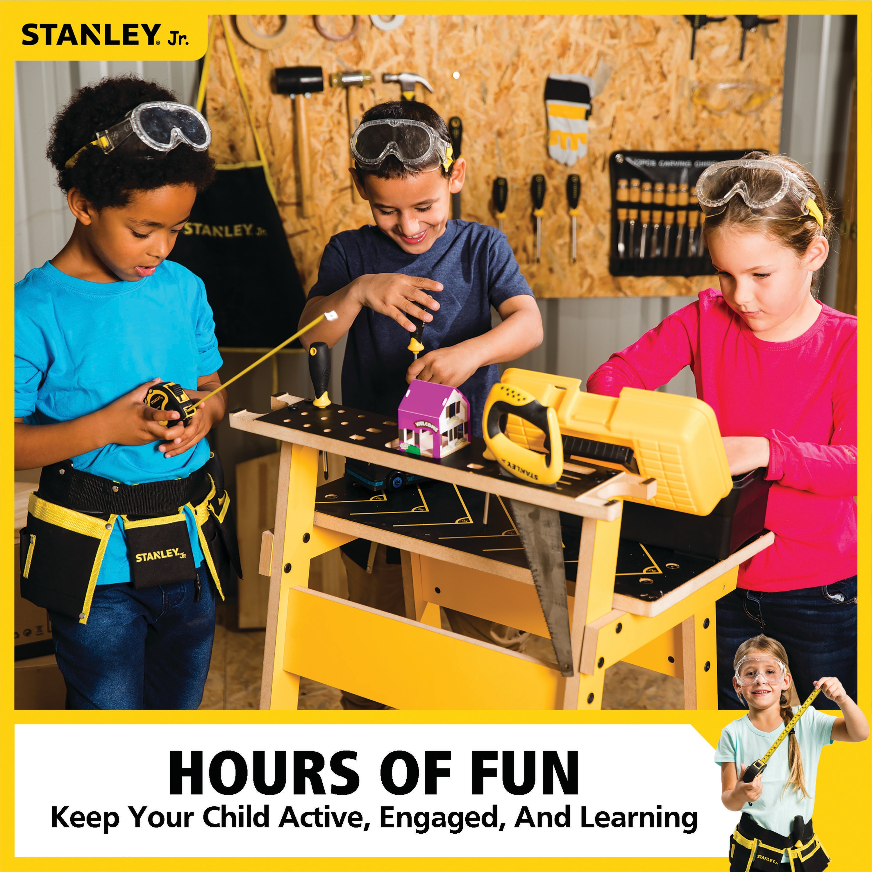 Stanley Jr. 10 Piece Tool Set, Real Tools for Kids