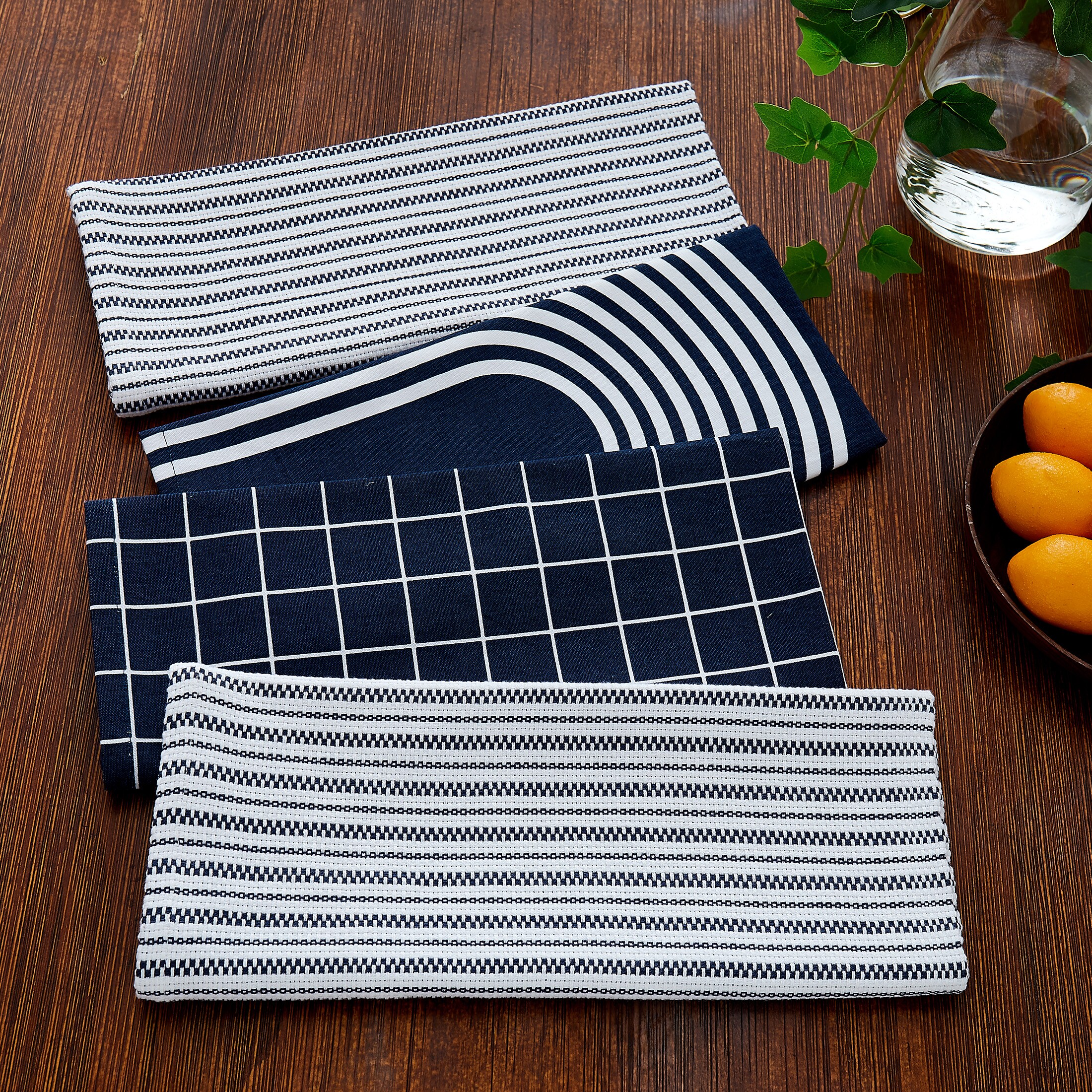 Allen Roth 4 Pack Navy Blue Check Plaid Kitchen Towels 16 x 26 NEW in  Package