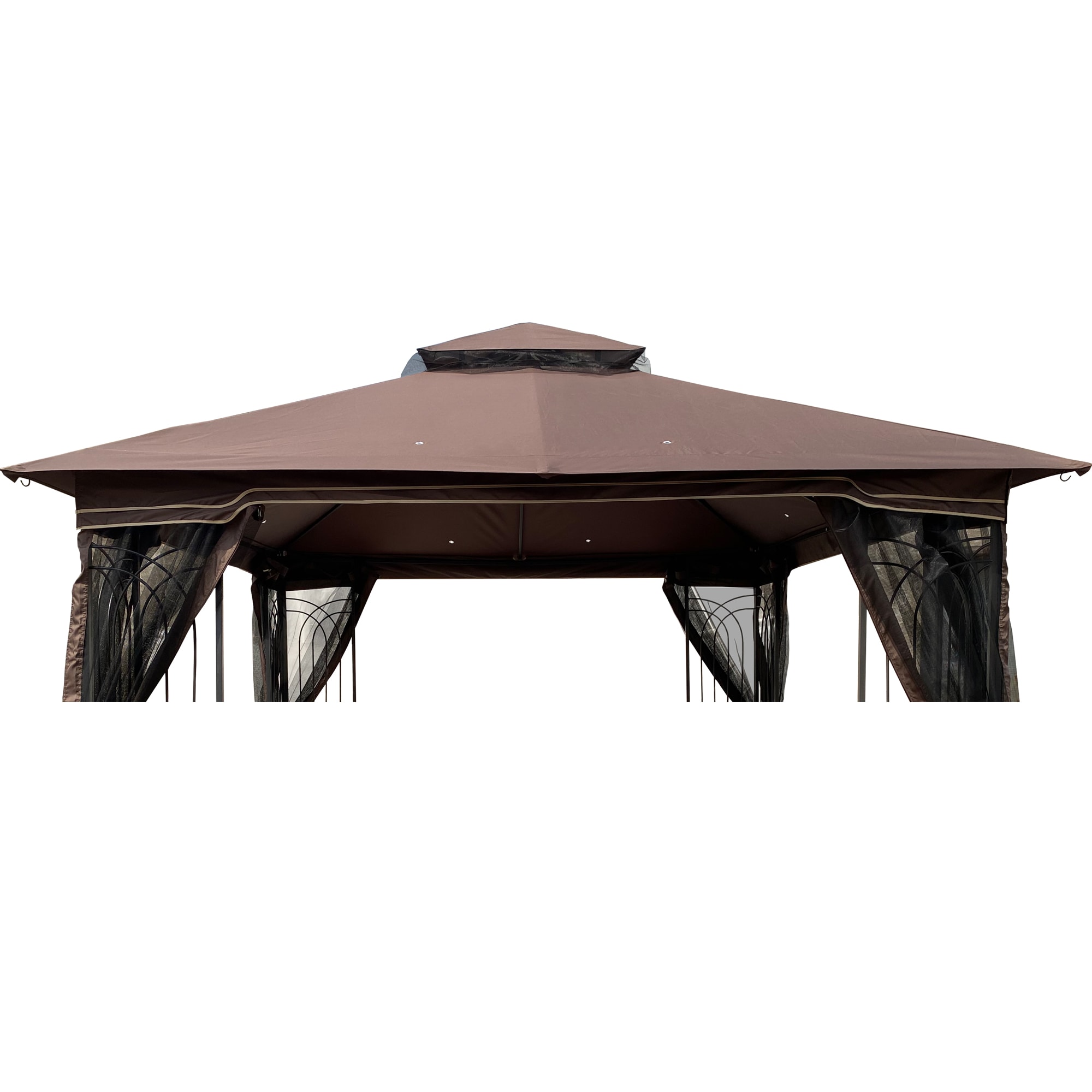 Tatayosi P-DJ-101852 10x10ft Brown Patio Double Roof Gazebo Replacement Canopy Top Fabric