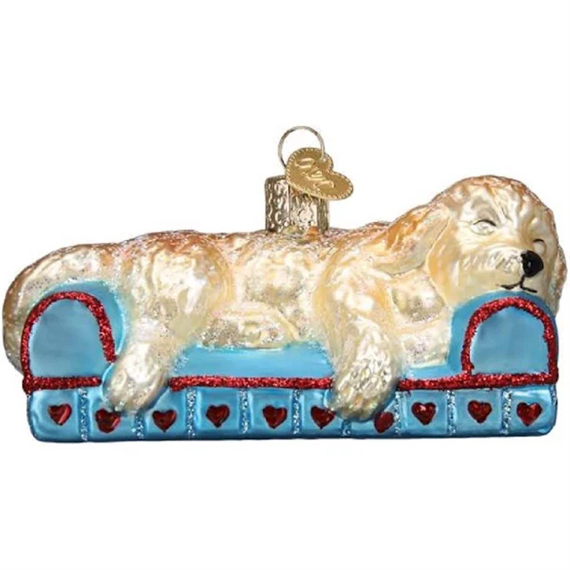 Old World Christmas 729343125965 Blown Glass Ornament for Christmas Tree - Sleepy Doodle Dog
