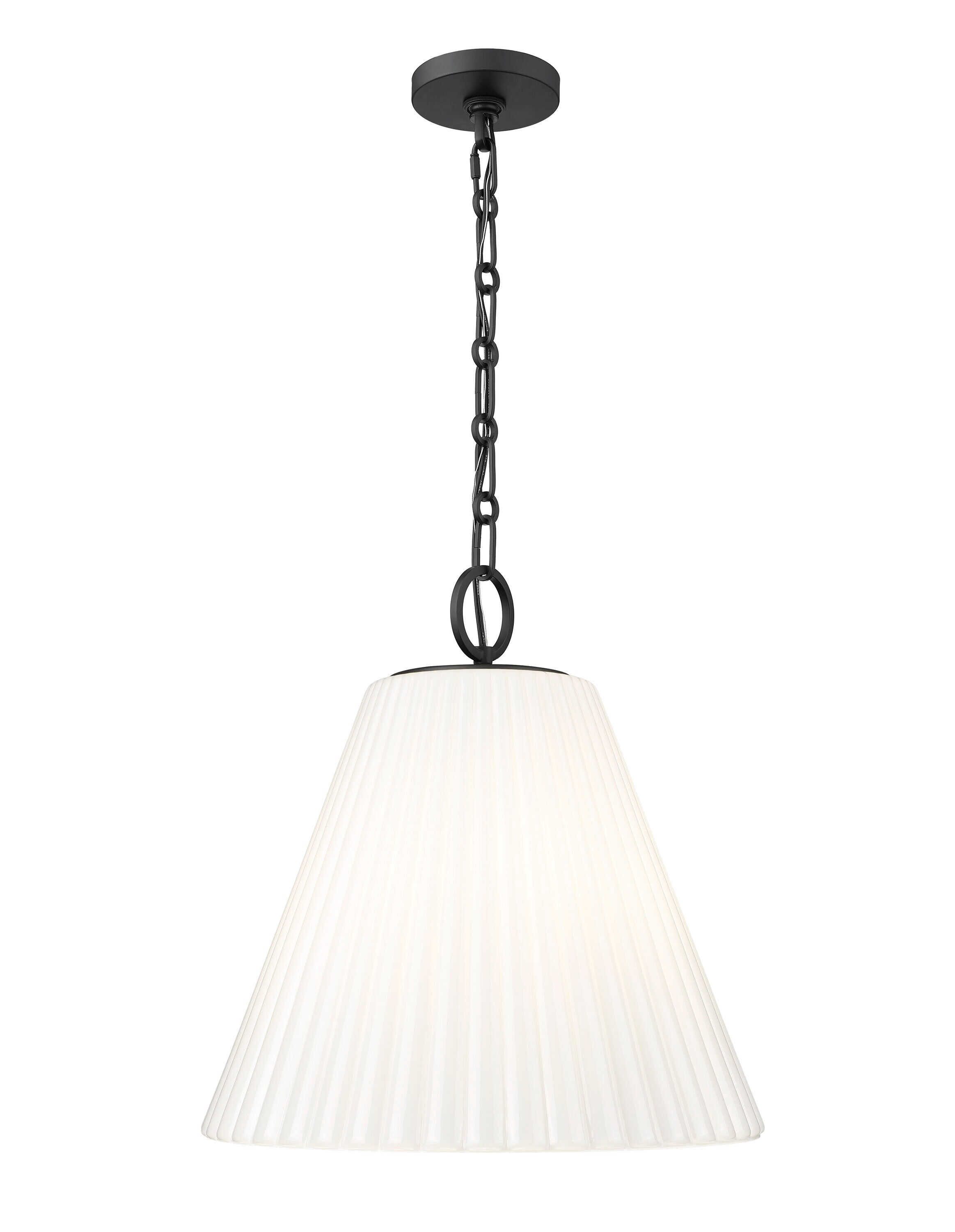 Matte Black 18" Modern Glass Pendant Light