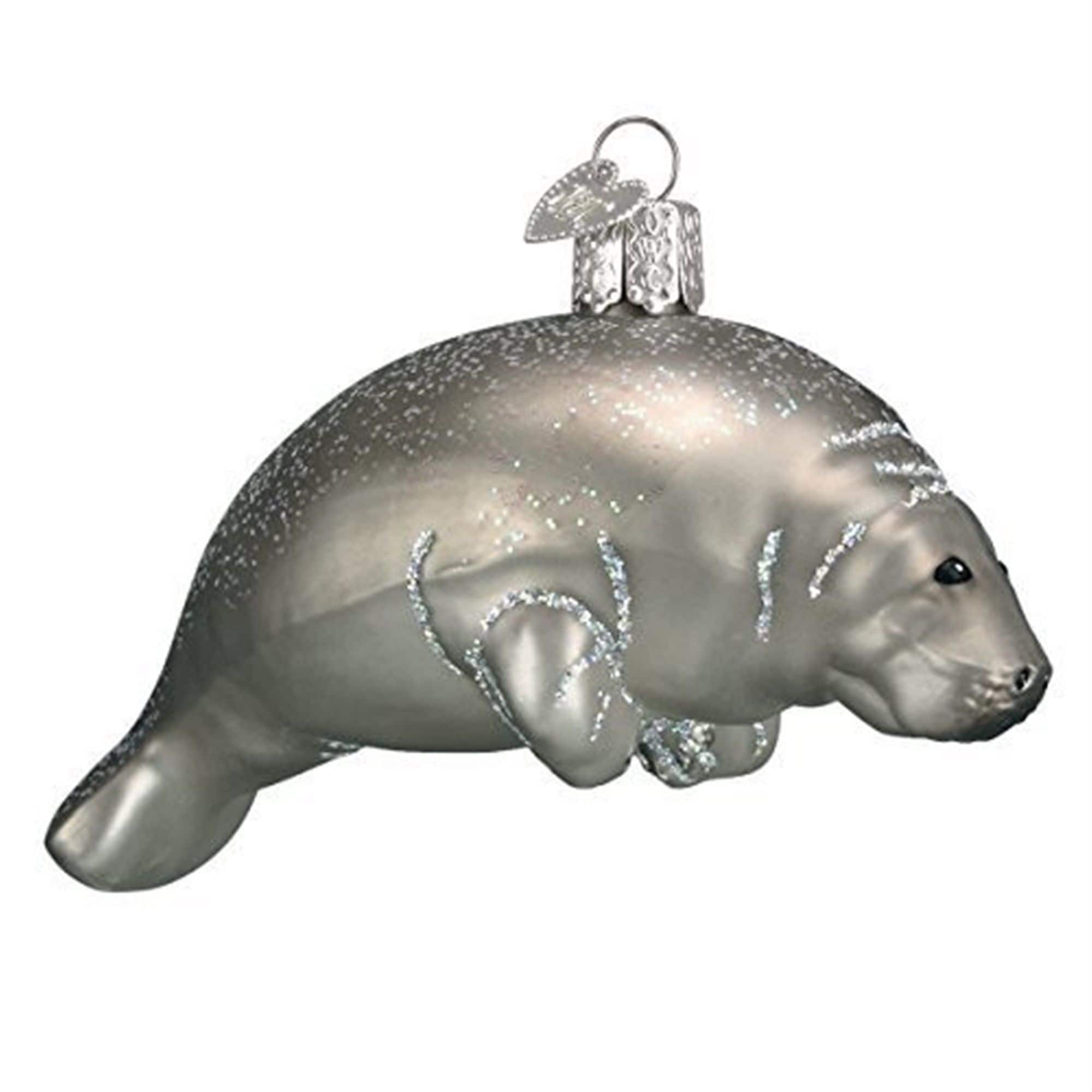 Old World Christmas 729343122780 Glass Blown Ornament for Christmas Tree - Manatee