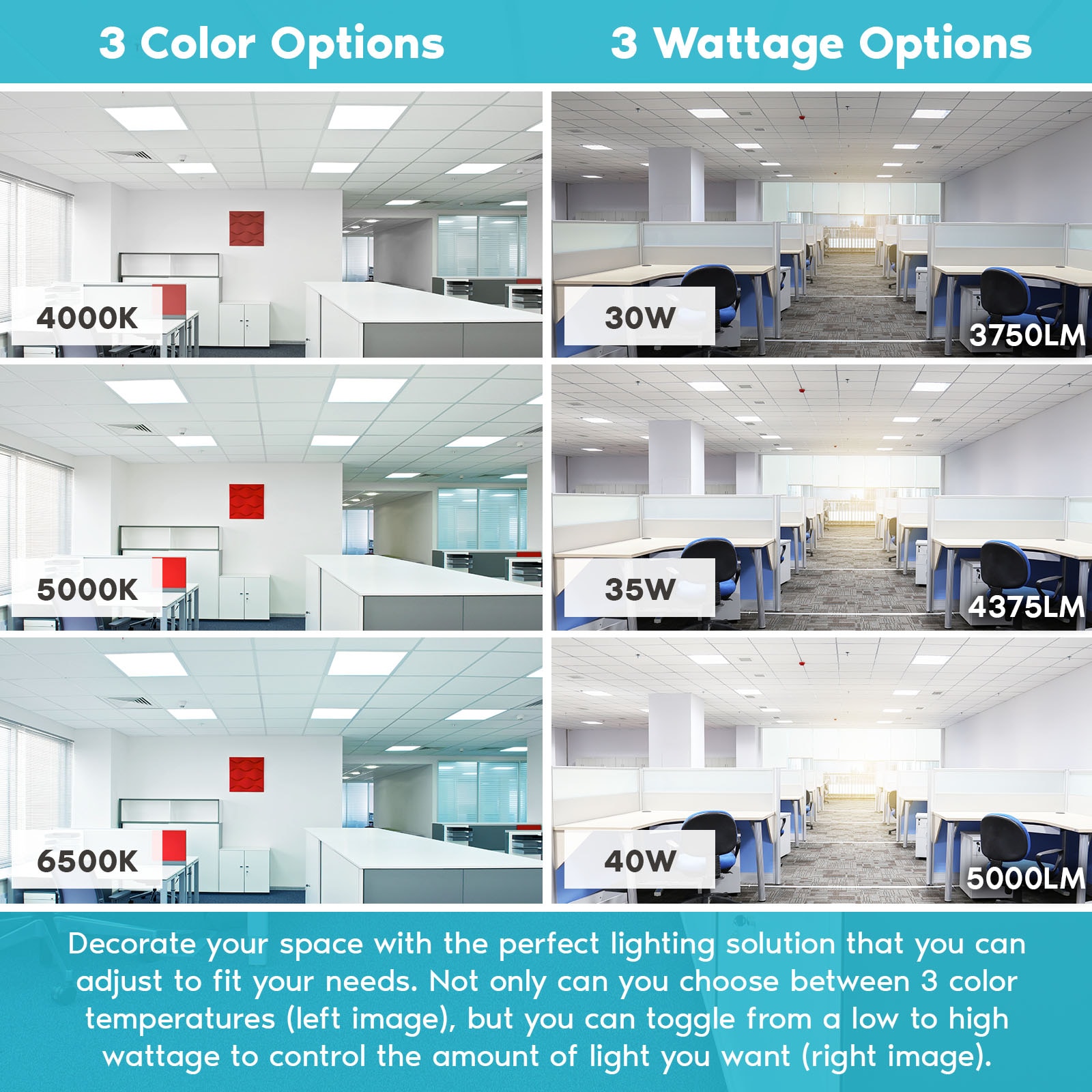 Luxrite LR24250-4PK Led-Panel-Lights - View #2