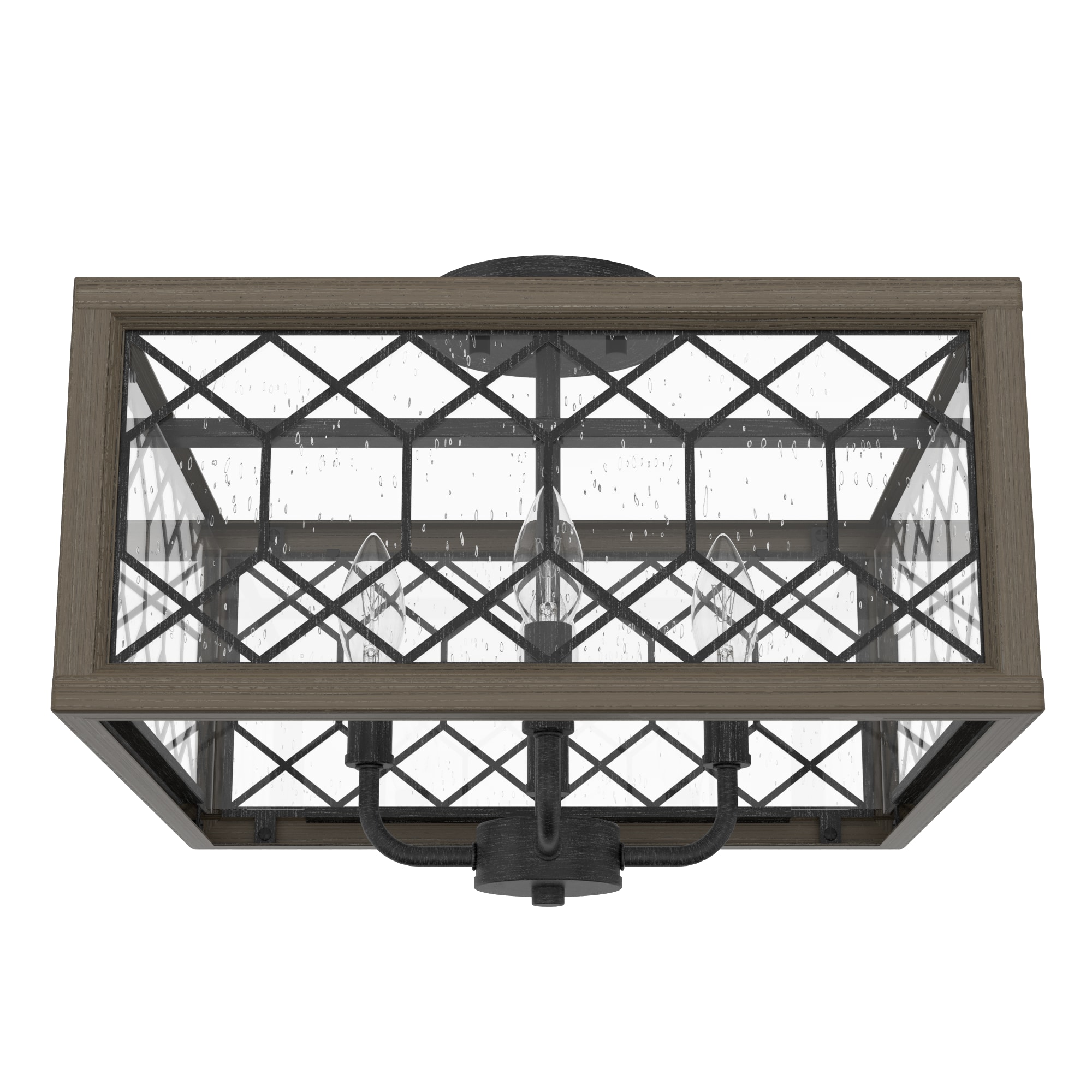Hunter 19377 Chevron 4-Light 16-in Rustic Iron Semi-Flush mount light