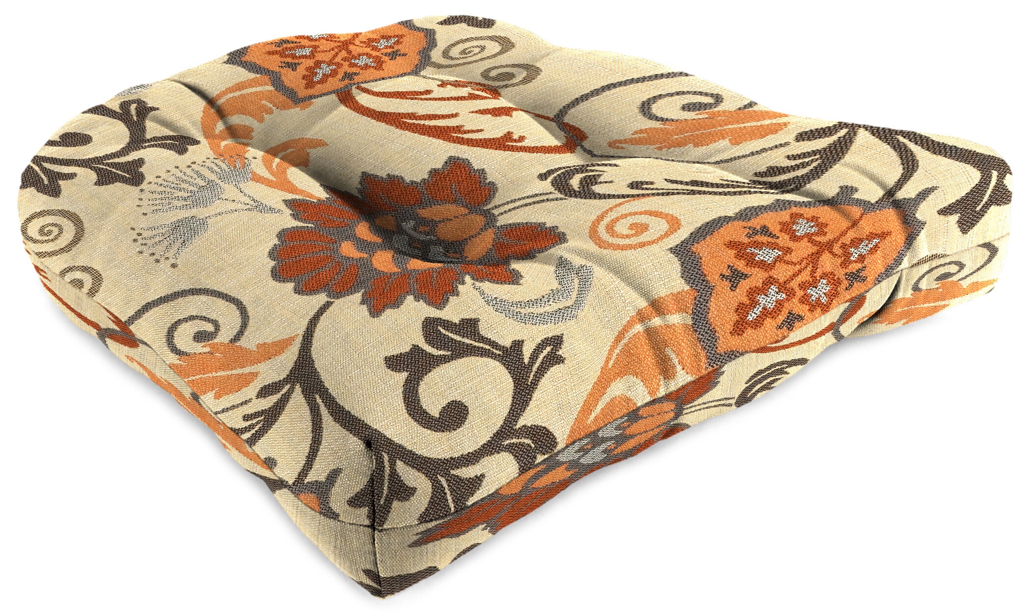 jordan manufacturing floral outdoor tufted wicker seat cushion