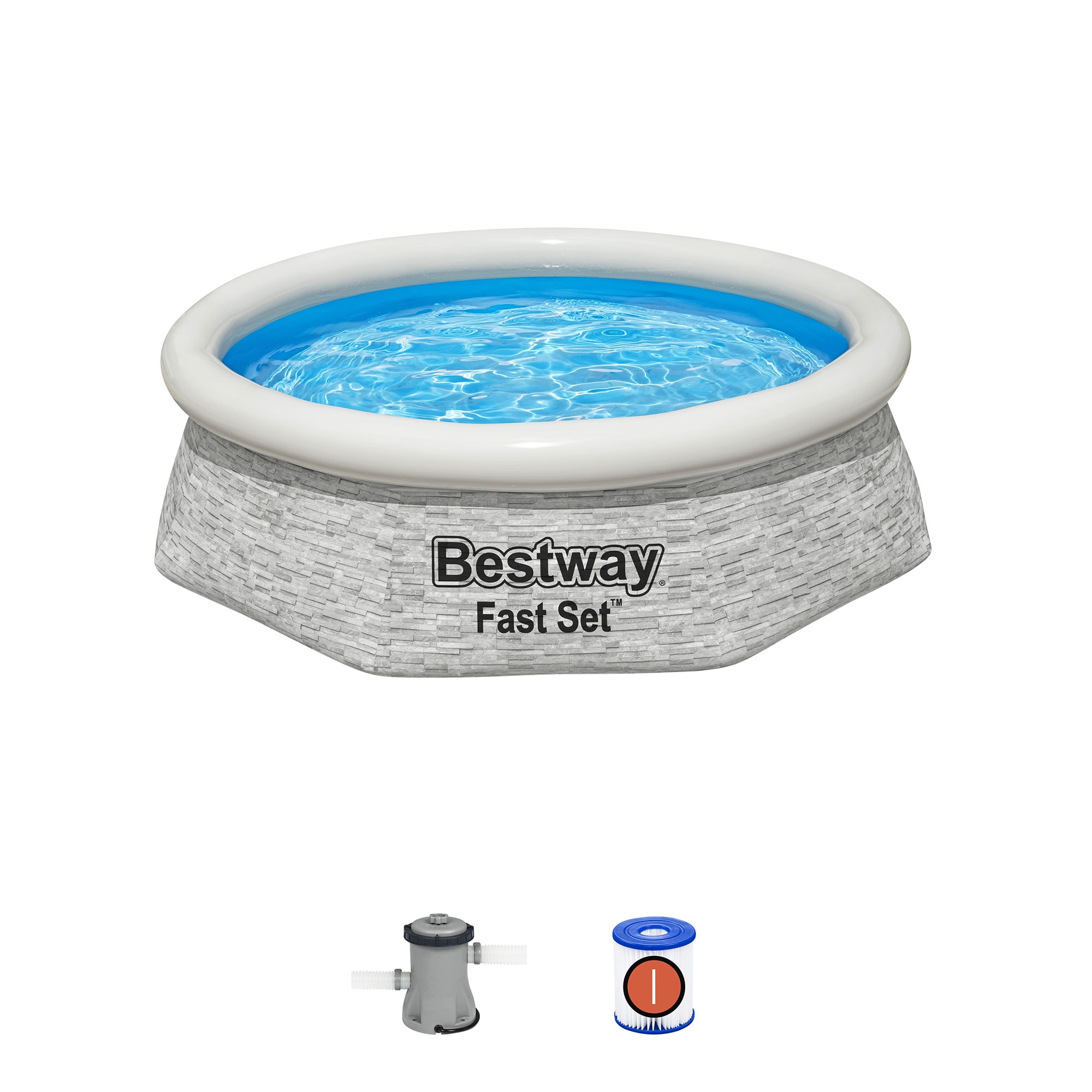 Bestway 324034 8-Feet x 8-Feet x 24-Inches Inflatable top ring Round Above-Ground Pool with Filter Pump