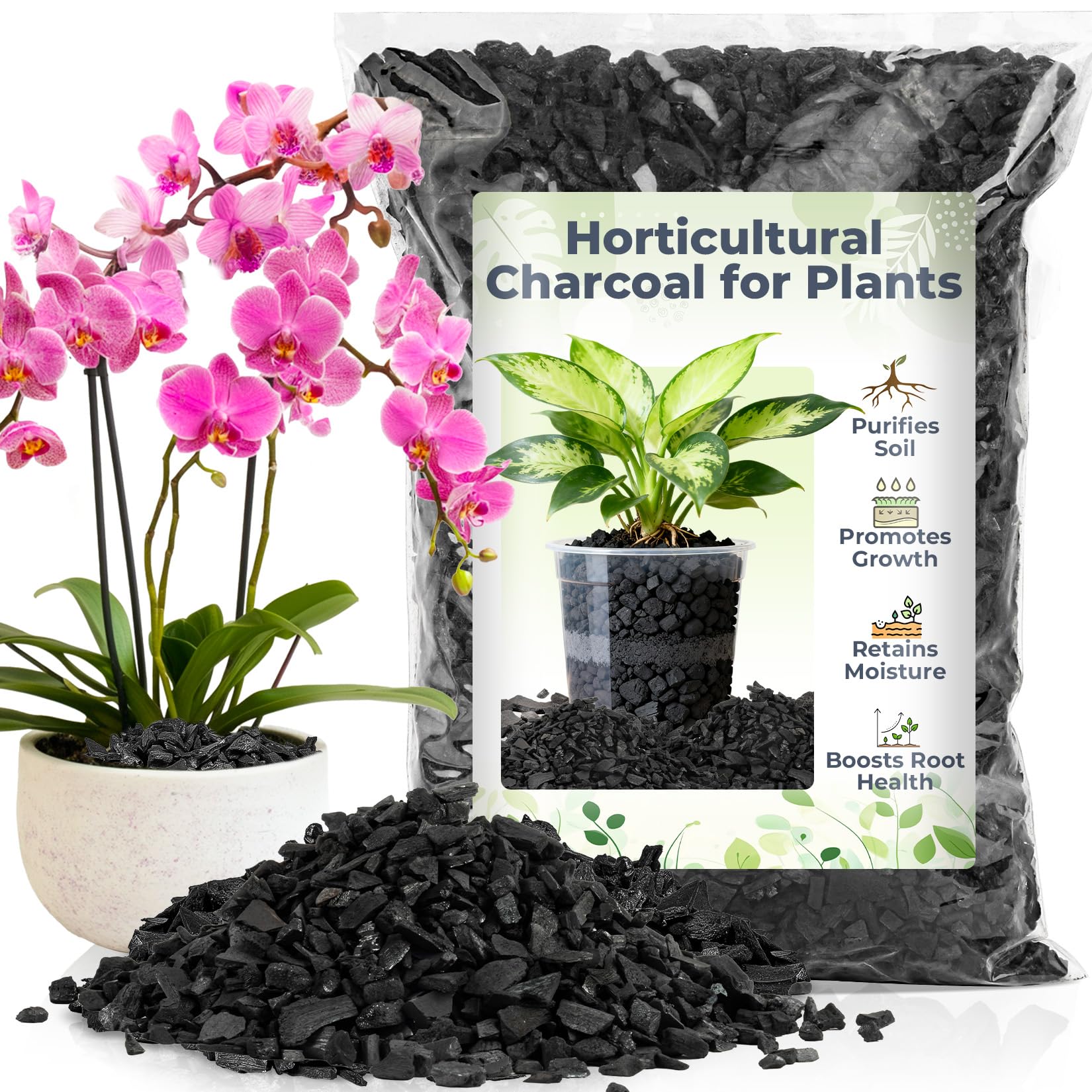 Adrinfly -  Horticultural Charcoal 1Qt Natural Soil Amendment for Indoor Plants Organic Biochar I...