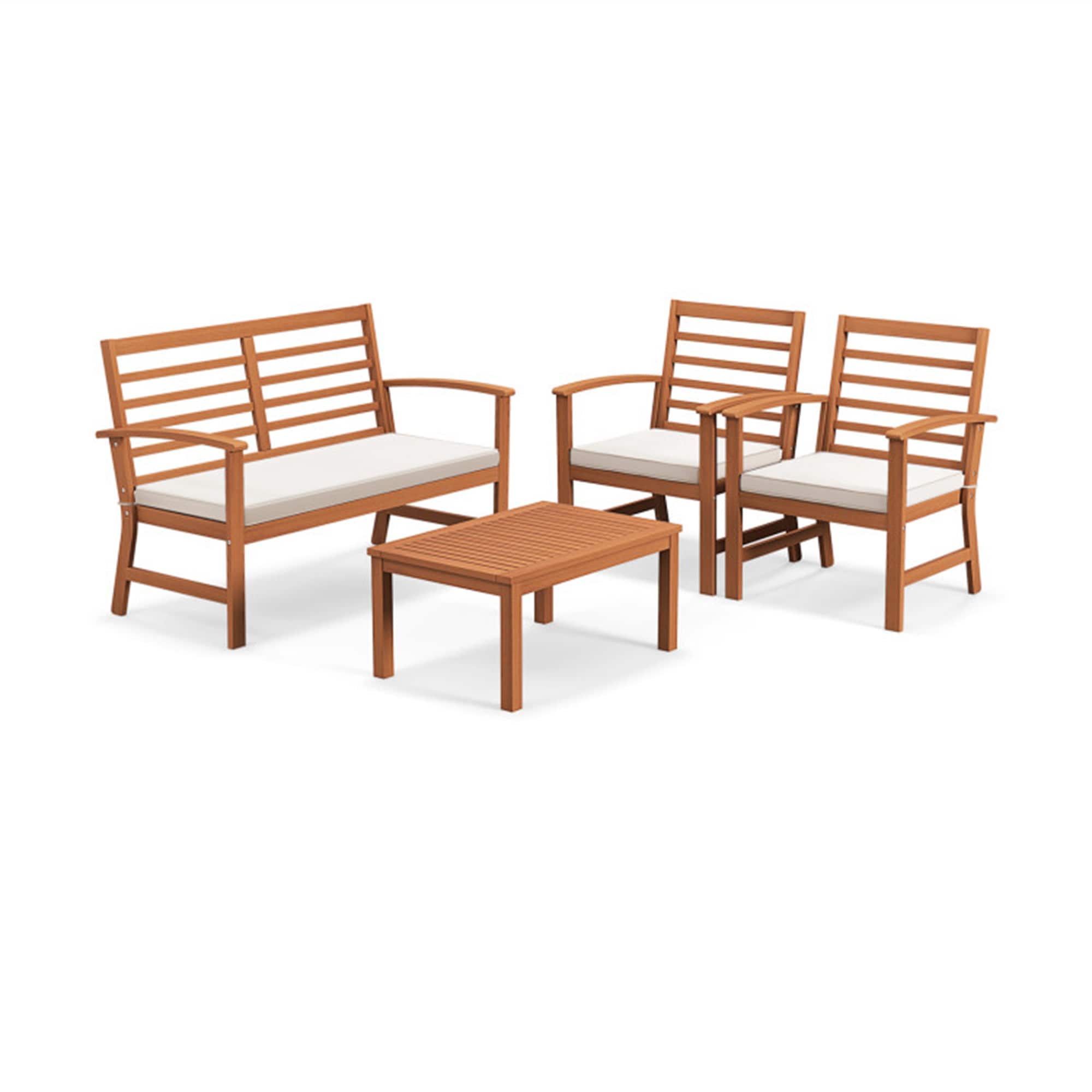 BABOOM BOM-72078WH-OR Outdoor Furniture Set 4 -Piece Patio Conversation Set with White Cushions