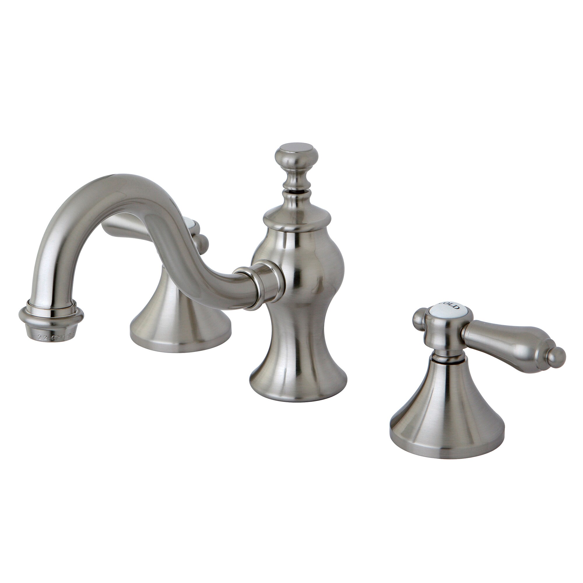 Kingston Brass WLKC7168BAL Bel-Air Brushed nickel Widespread 2-handle Mid-arc Residential Handle Bathroom Sink Faucet with Drain
