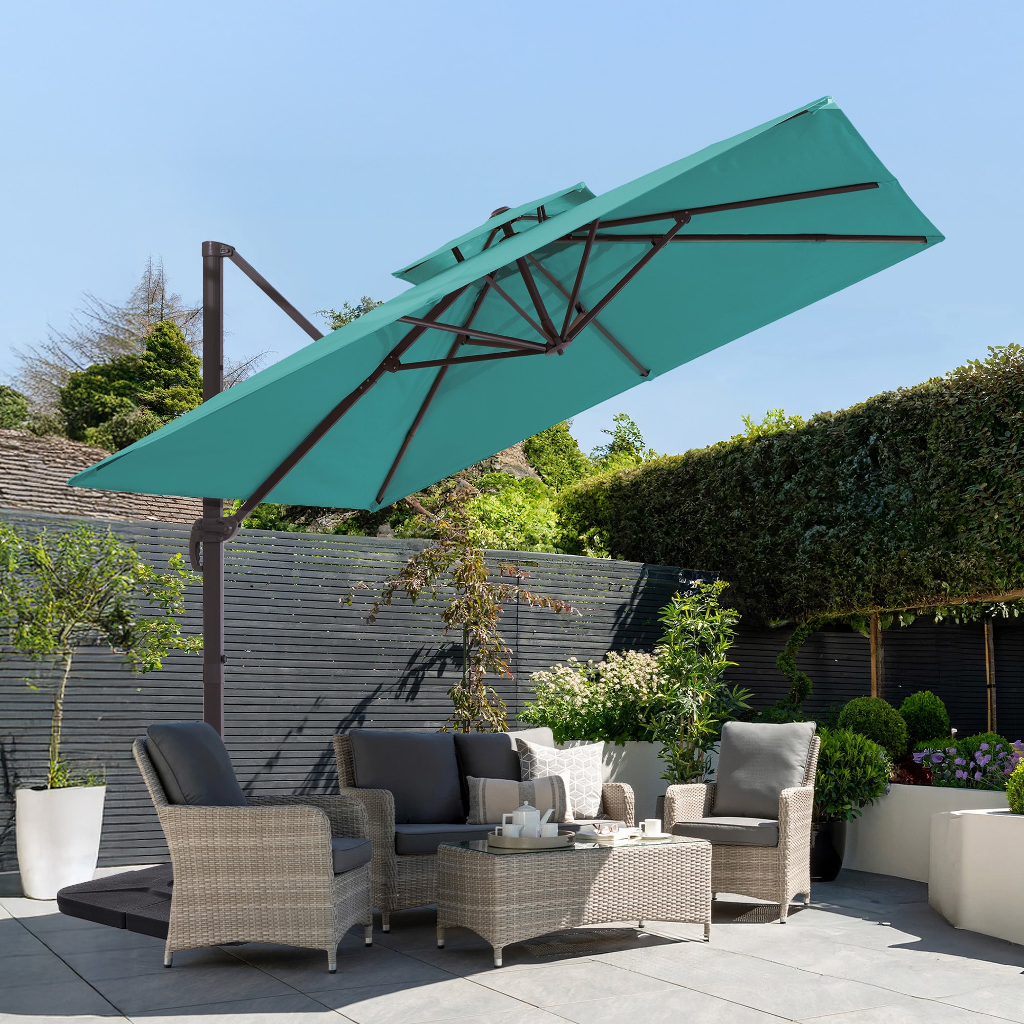 JEAREY JE-MLSF-2-OG 11-ft Steel Blue Crank Cantilever Patio Umbrella