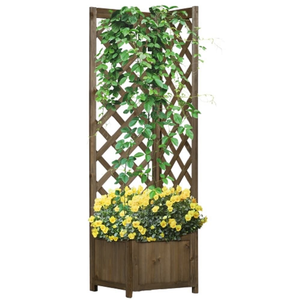 ZAKLOOP WU2225P174409 15.75-in W x 15.75-in L x 57-in H Brown Wood Raised Planter Box