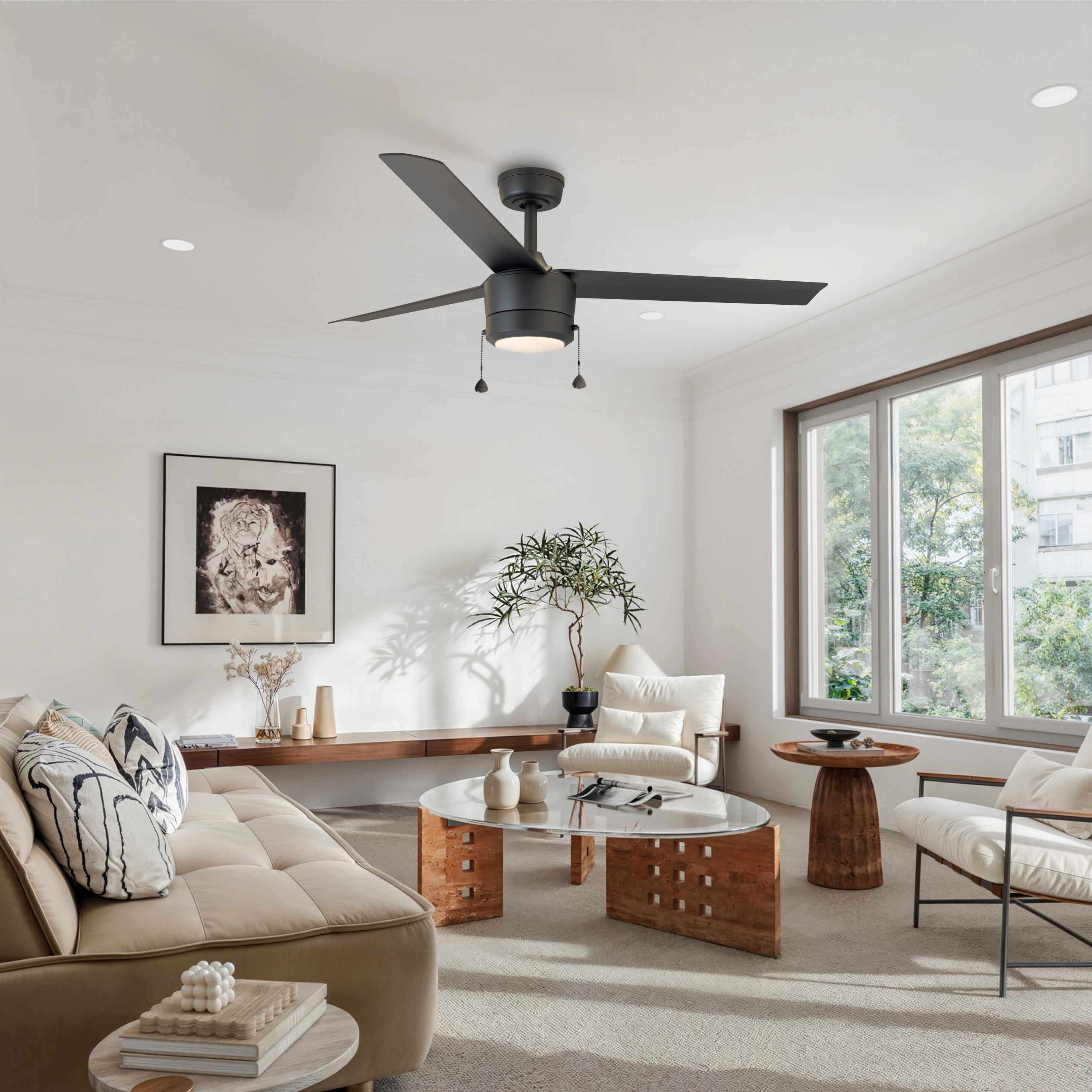 ALTITUDE 109LPC52MBKMBK Tritour 52-in Color-Changing Outdoor Matte Black with Matte Black Blades Ceiling Fan With Light ( 3 -Blade )