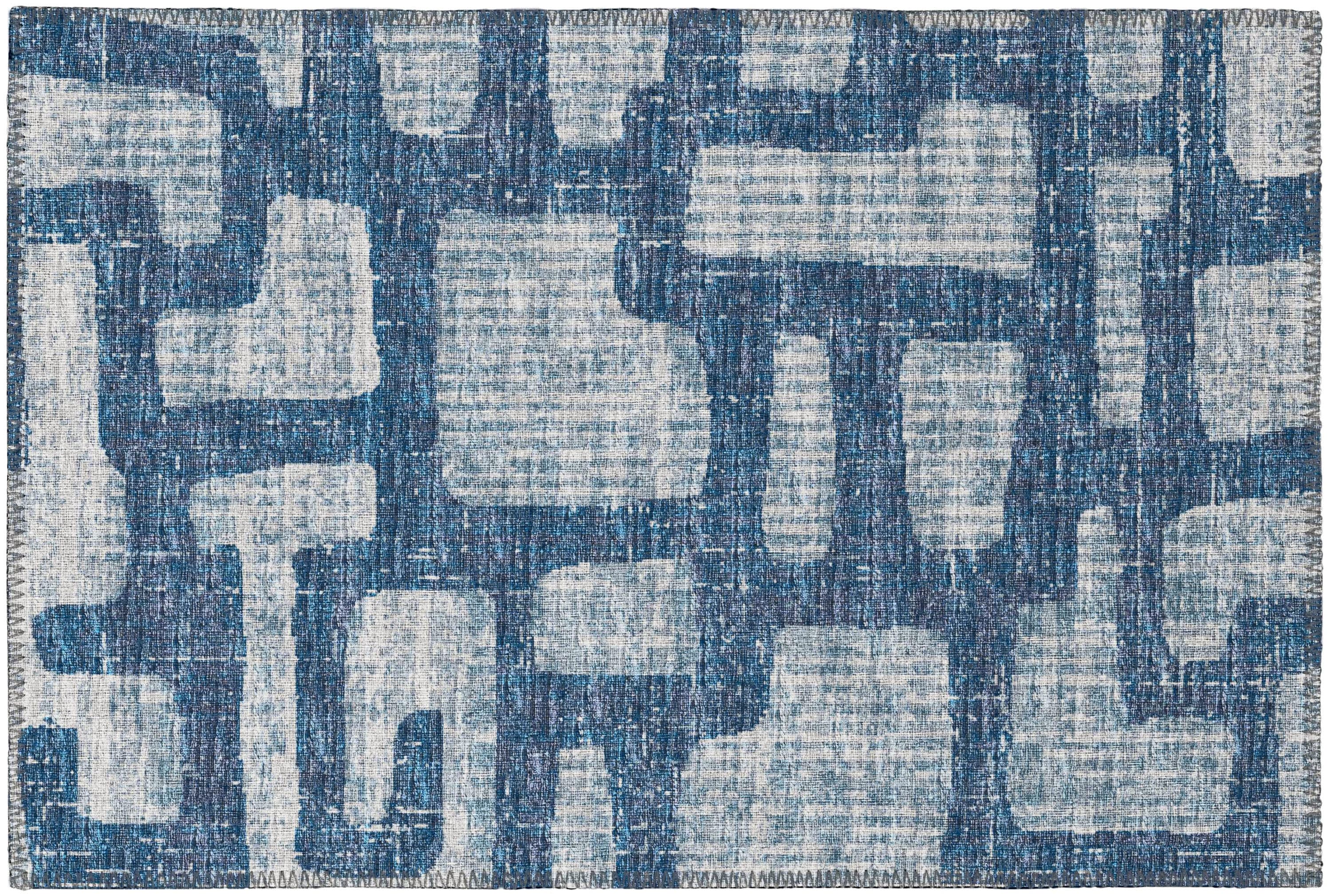 Addison Rugs AYU34BL20X30 Yuma 2 x 3 (ft) Chenille Blue Rectangular Indoor/Outdoor Geometric Mid-Century Modern Machine washable Throw rug