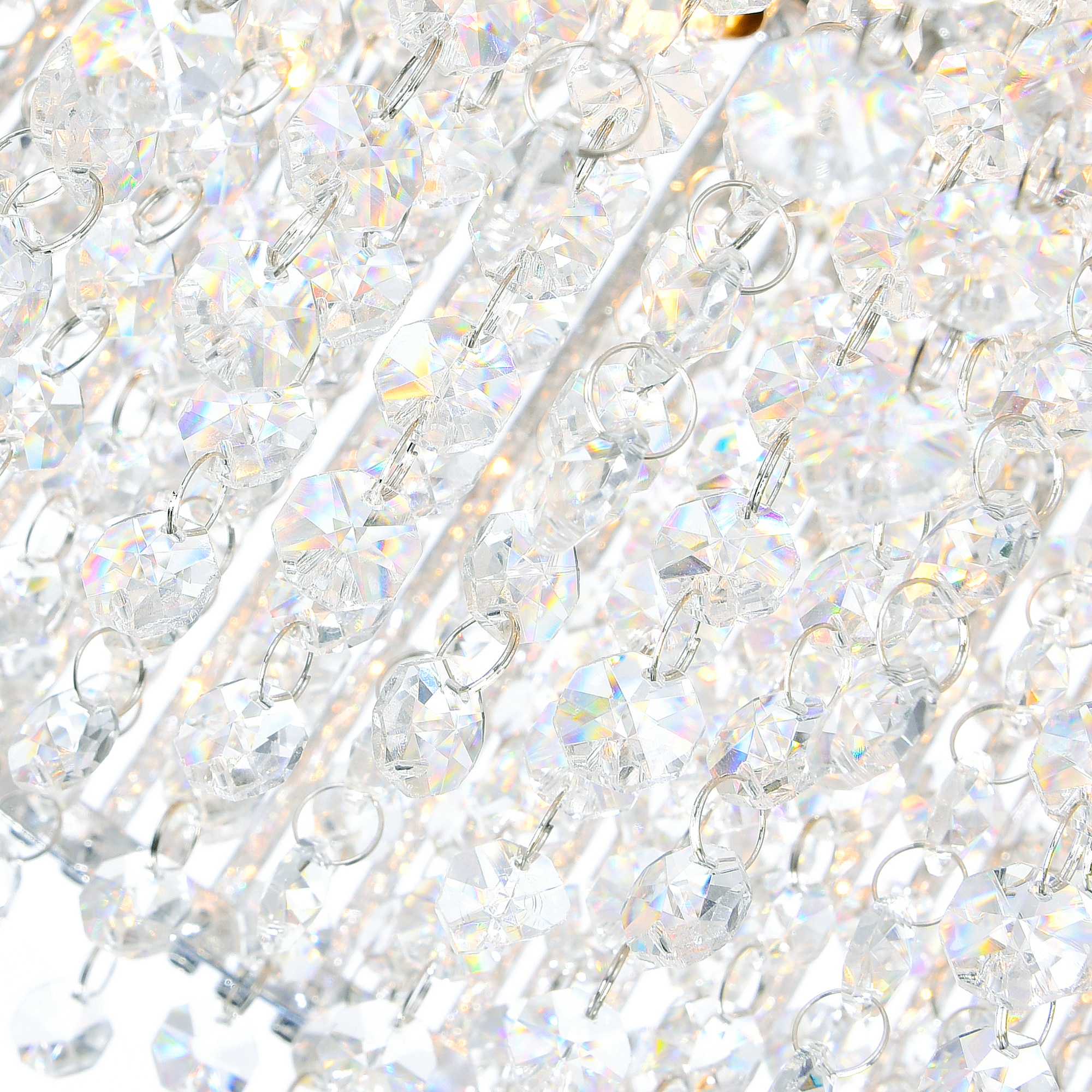 Claire 16" Chrome Drum Chandelier with Clear Crystals
