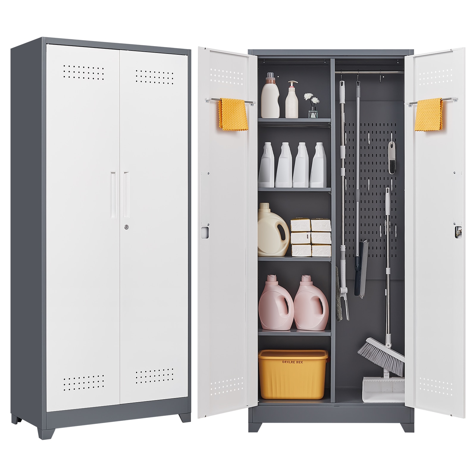 Flynama L-291792AAH Metal Storage Cabinet 31.49-in W x 72.83-in H x 15.75-in D Freestanding Steel Garage Cabinet in White