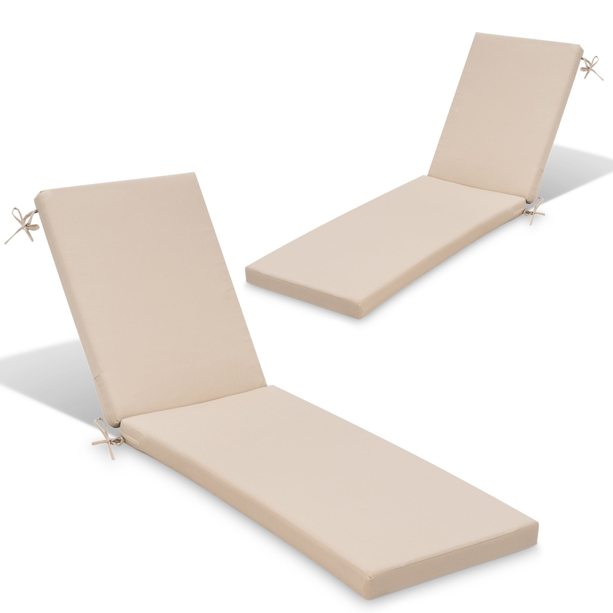 CloudFly CL-CU001BEI80-2 2 pc outdoor lounge chair cushion 50-in x 23-in 2 -Piece Beige Patio chaise lounge chair cushion