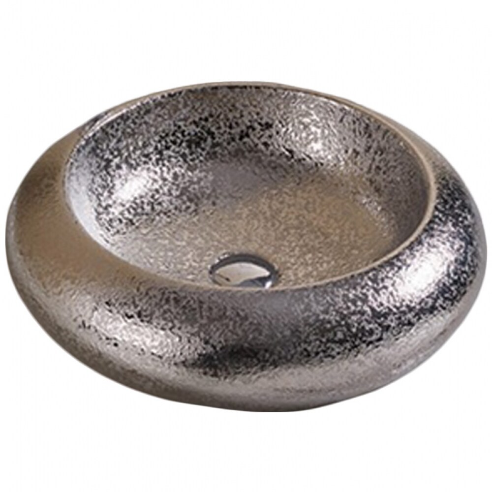 American Imaginations AI-27922 Silver Ceramic Vessel Round Transitional Bathroom Sink (19.3-in x 19.3-in)