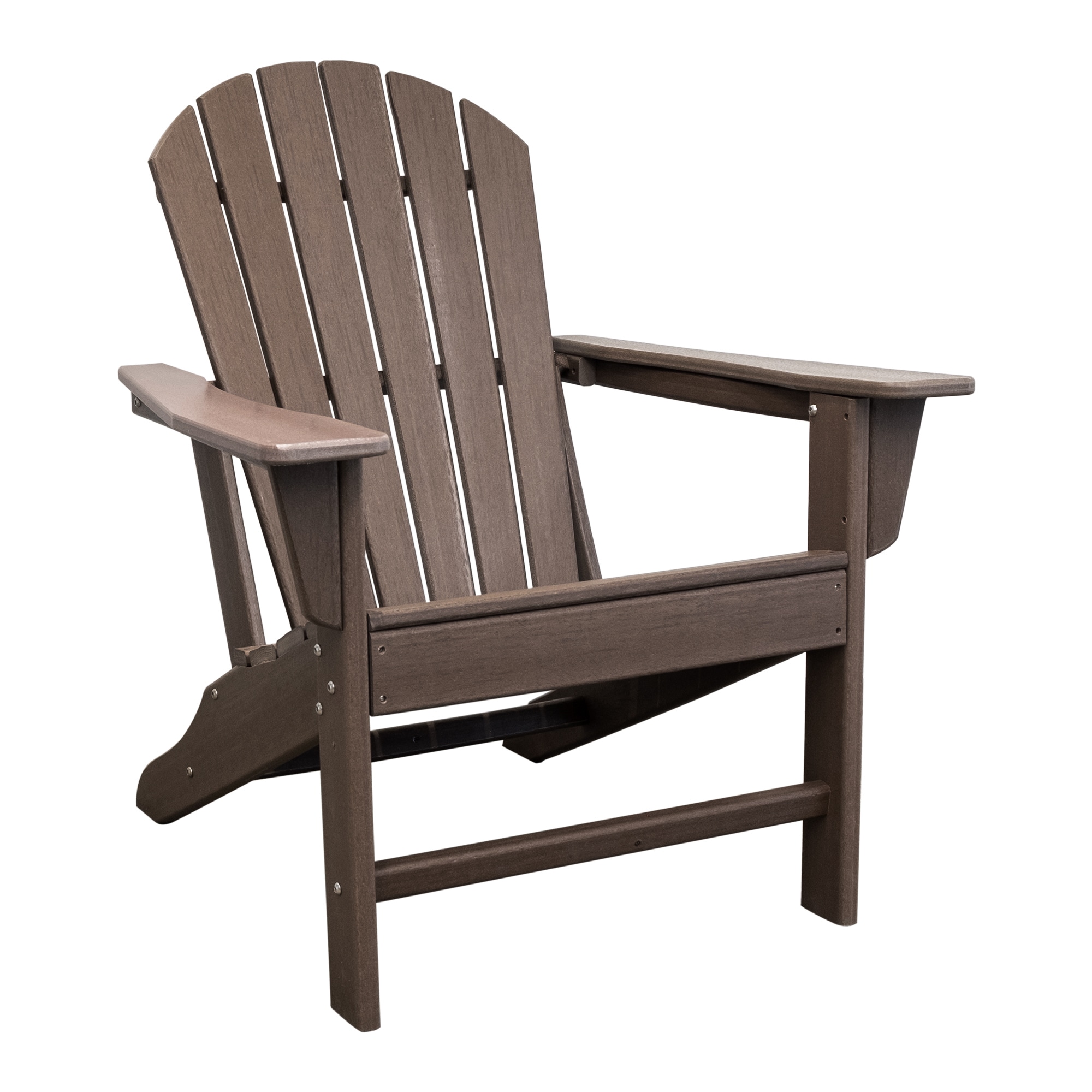 Upland UM-HKD21A-DBR HDPE brown HDPE Frame Stationary Adirondack Chair with Brown Slat Seat