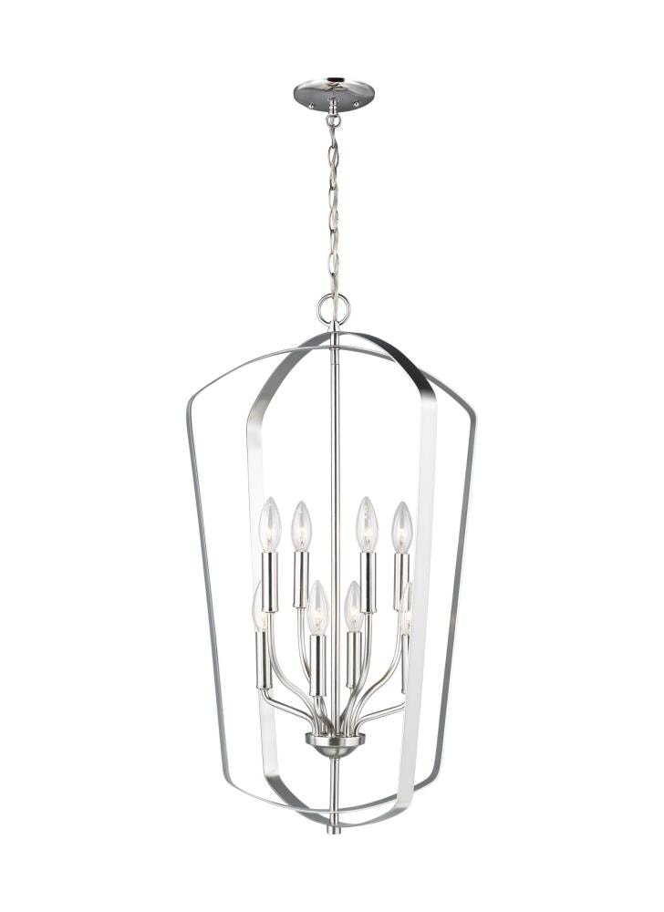 Generation Lighting 5134908-962 Romee 8 -Light Brushed Nickel Transitional Geometric Large Hanging Pendant light