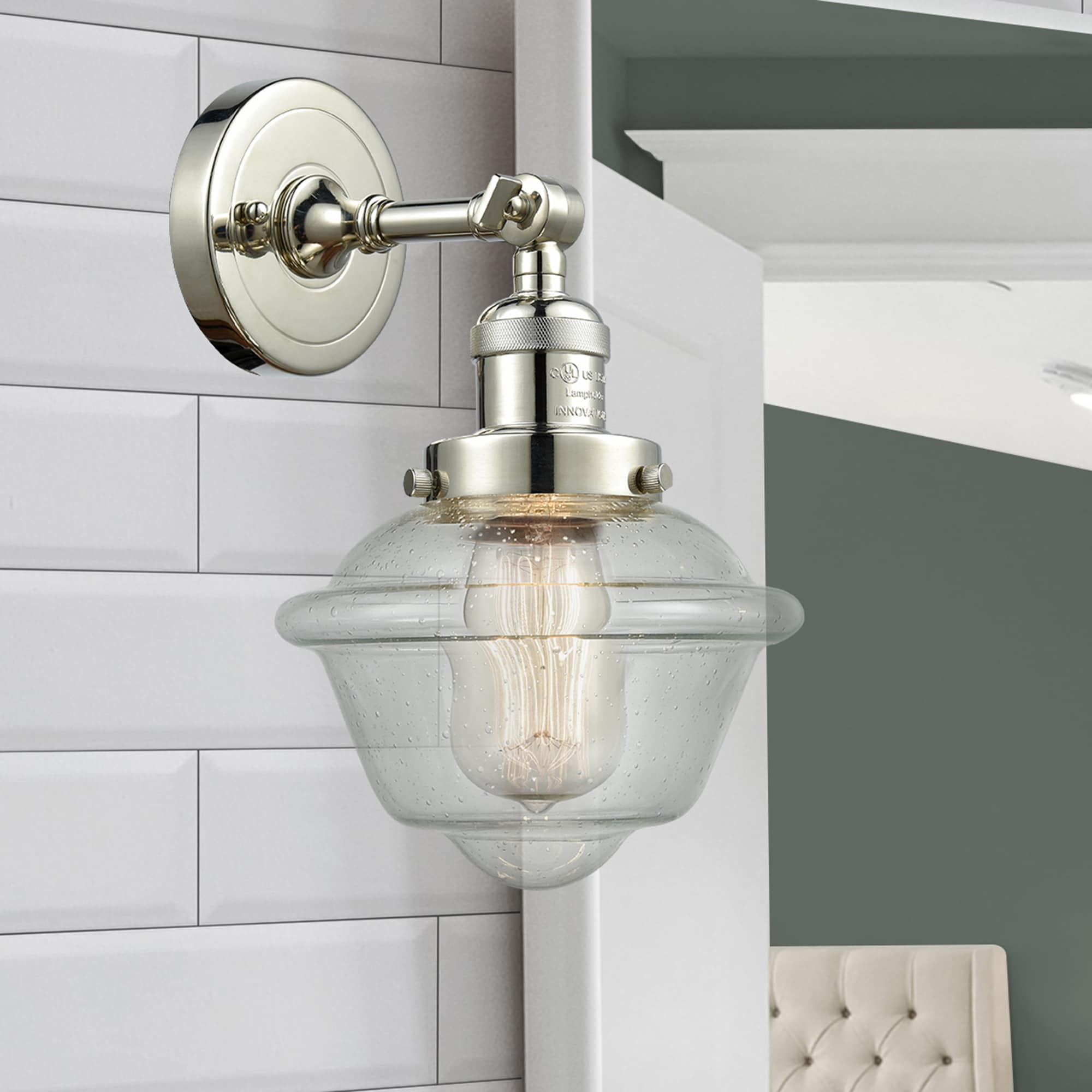 Innovations Lighting 203-PN-G534 Oxford 7.5-in W 1 -Light Polished Nickel Wall Sconce