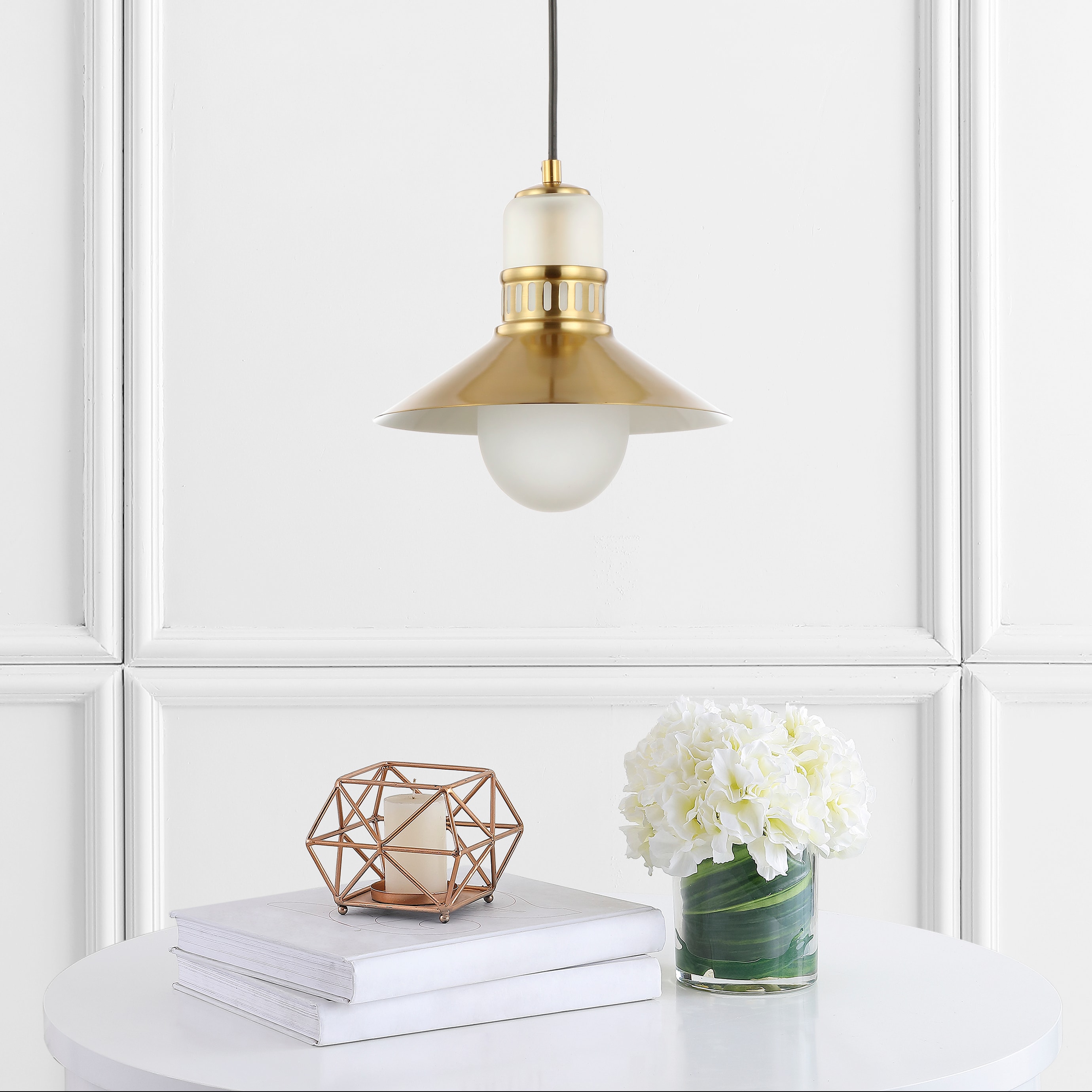 Colin 9.75" Brass Gold Adjustable LED Glass Globe Pendant
