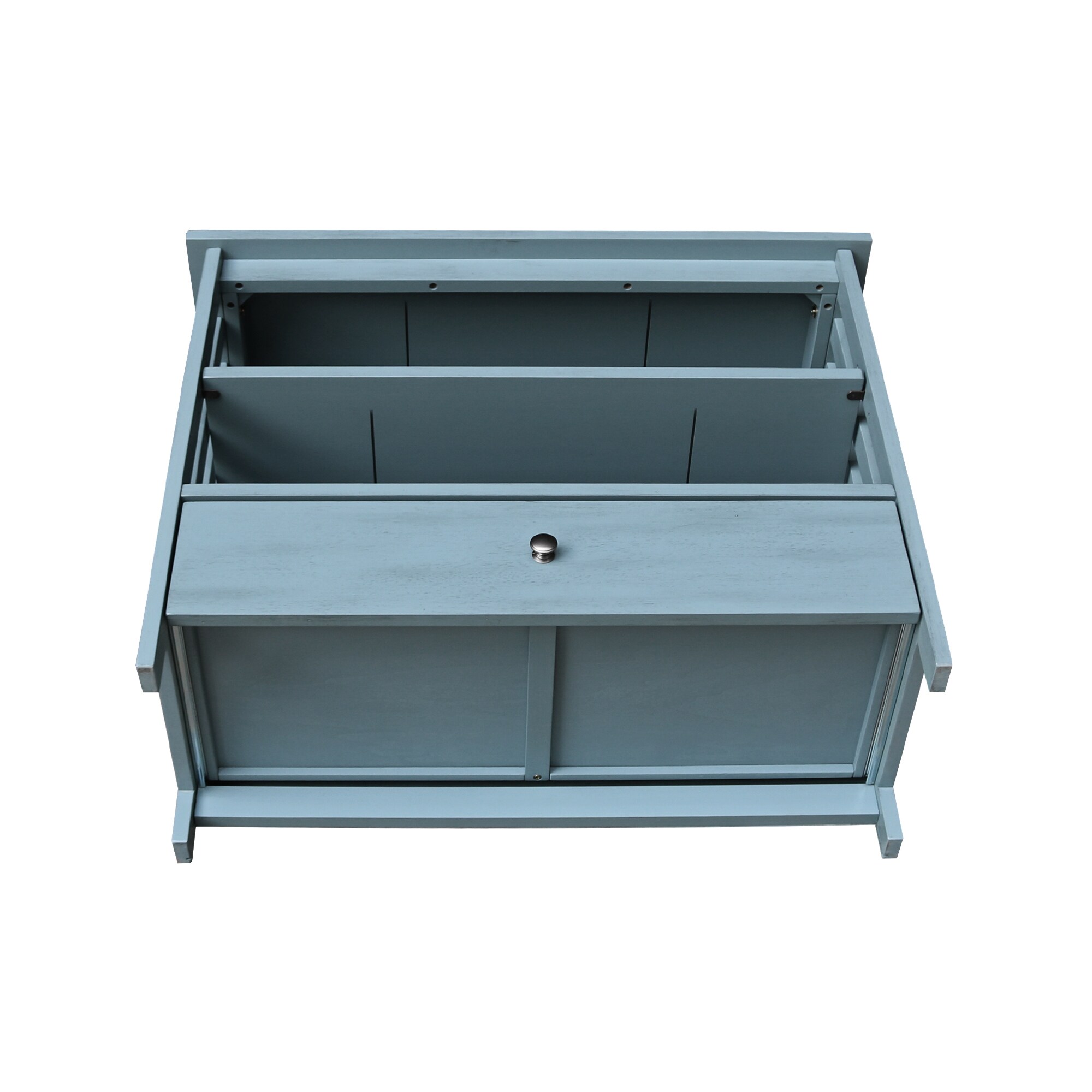 Ocean Blue Solid Parawood Corner TV Stand with Cabinet