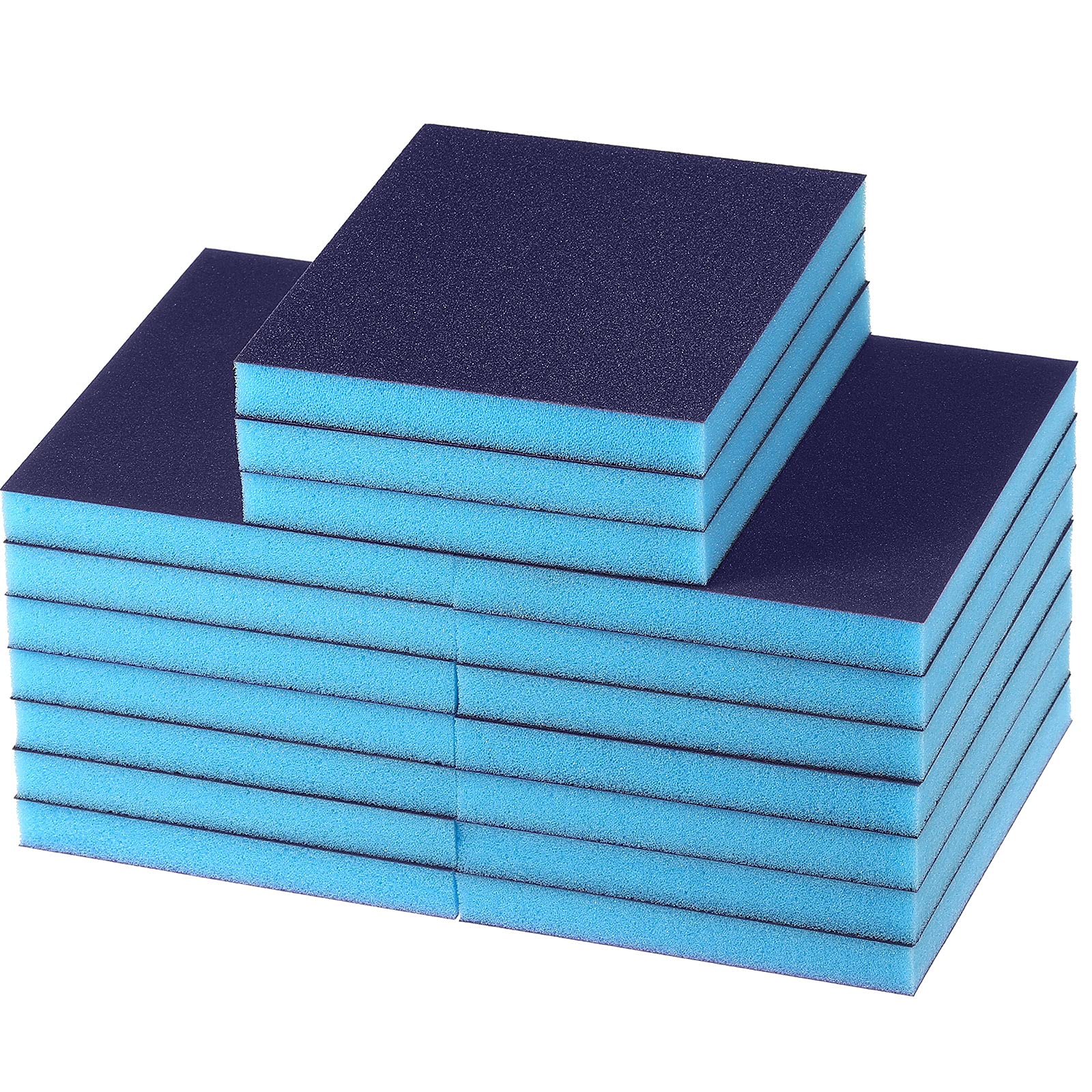 UUDULY  24 Pieces Blue Sanding Sponge Set with Multiple Grits for Drywall Wood Crafts and Ceramics durable home and garden accessory designed for