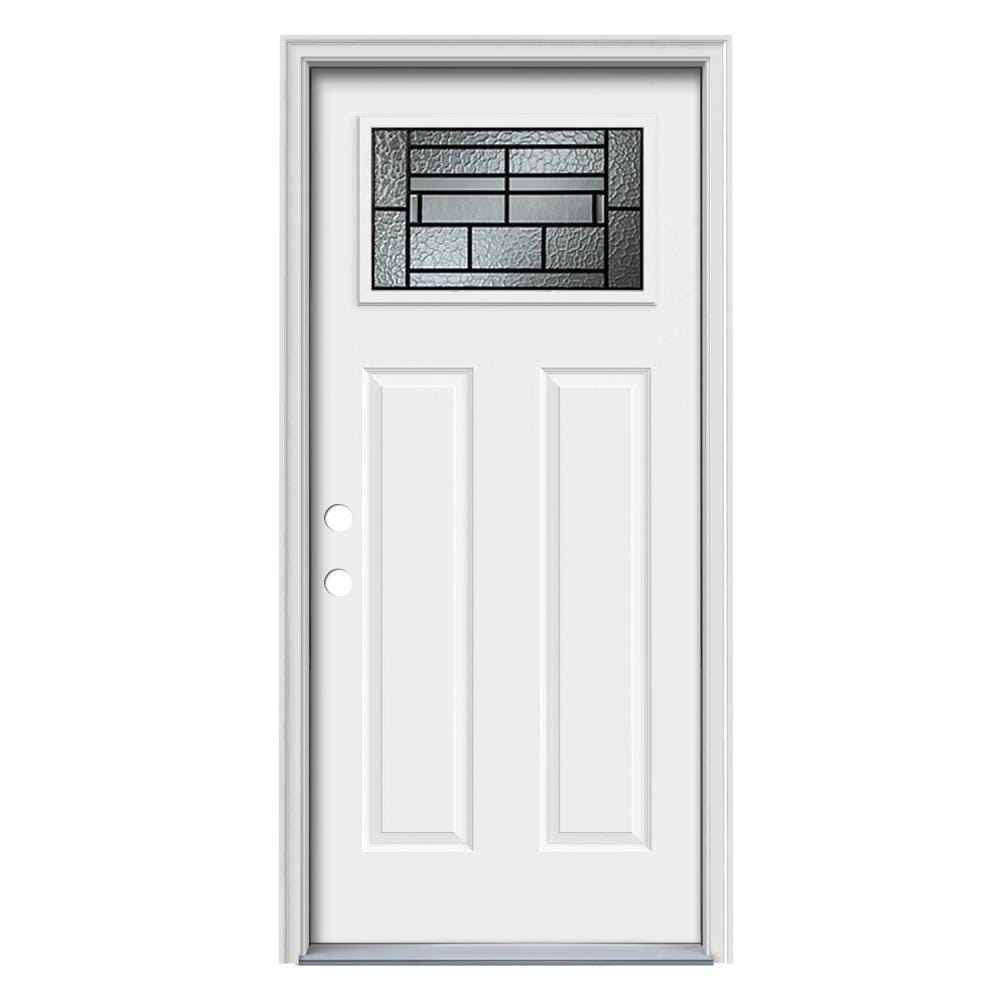 Therma-Tru TTBS629334 Pembrook 36-in x 80-in x Steel Craftsman Right-hand inswing Ready to paint Unfinished Prehung Single door Front Door with Brickmould Insulating core Decorative glass