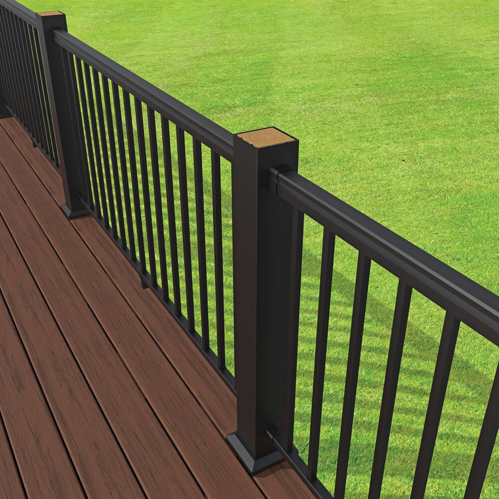 Freedom 4.25-in x 4.85-in x 3-ft Matte Black Aluminum Deck Post Sleeve ...