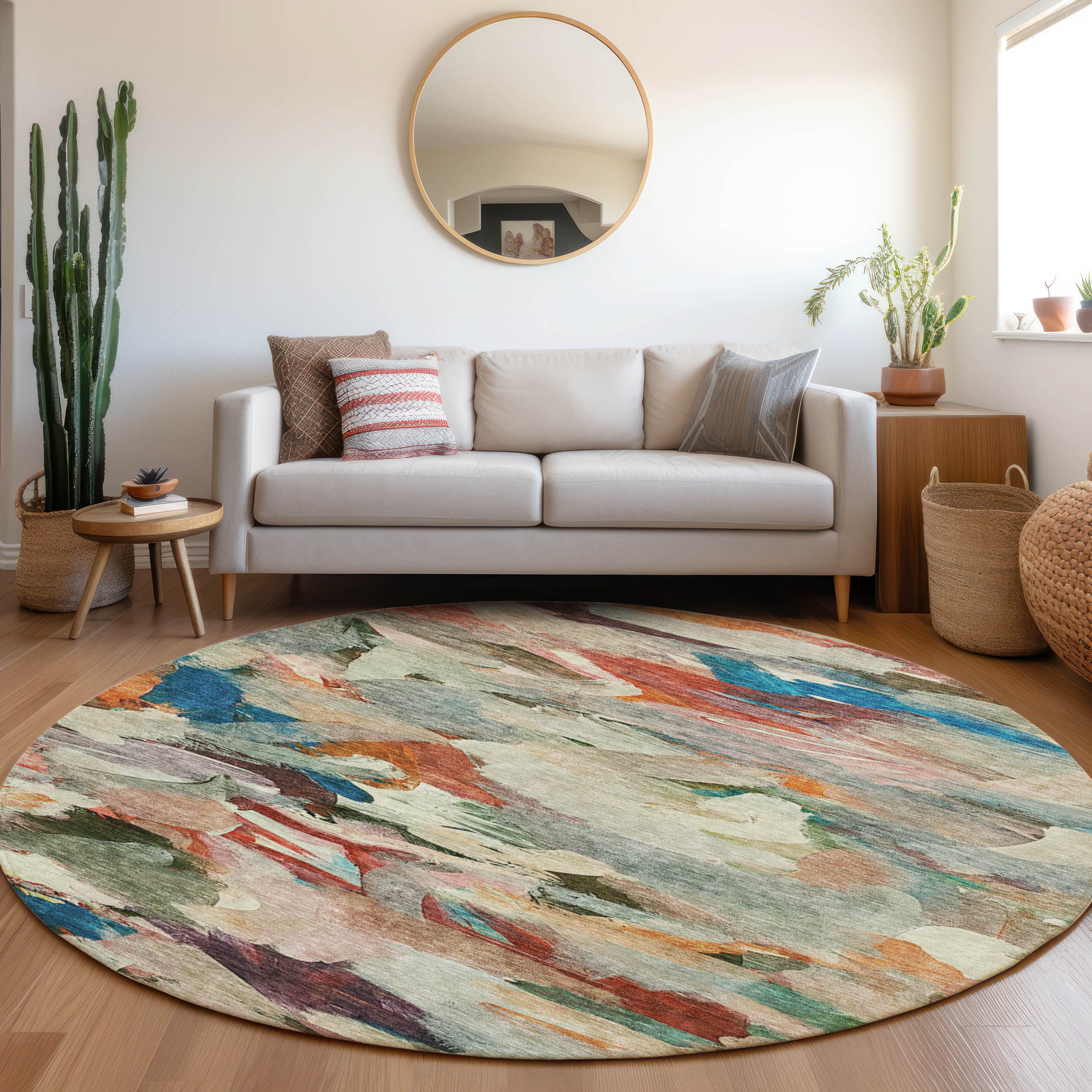 Addison Rugs ACN1075GE8RO Chantille ACN1075GE 8 x 8 (ft) Polyester Green Round Indoor/Outdoor Geometric Machine washable Area rug