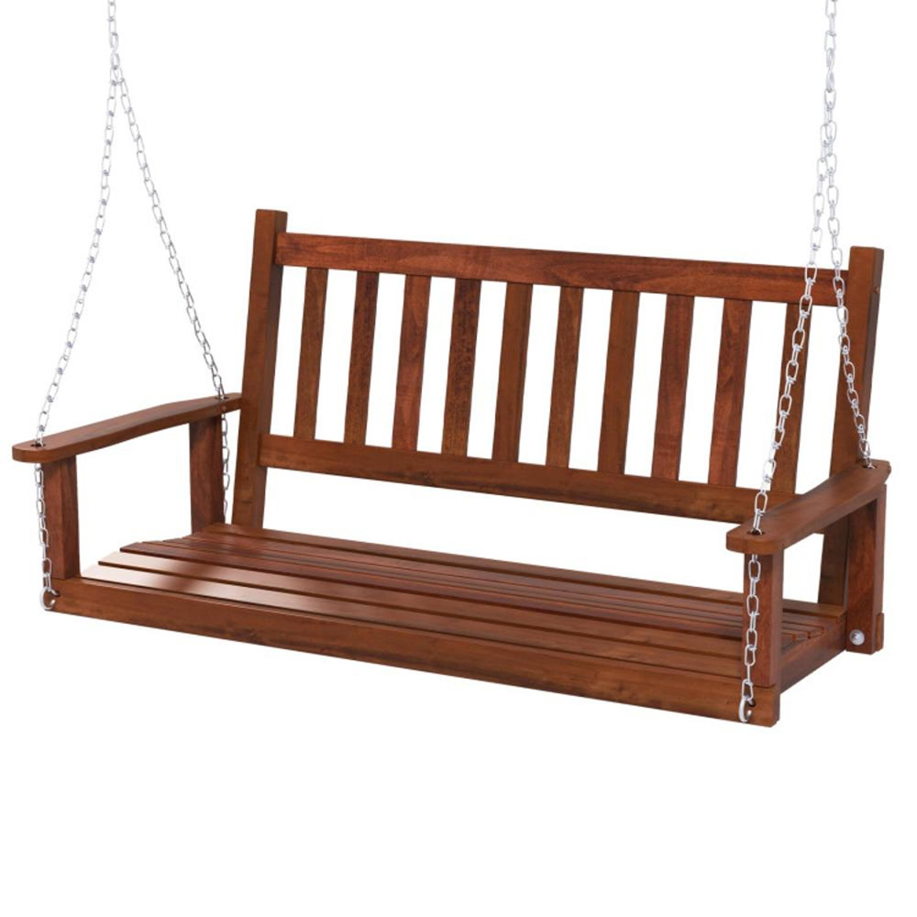 BABOOM BOM-1445BN-CO Wooden Outdoor Porch Swing 2 -person Brown Wood Outdoor Swing