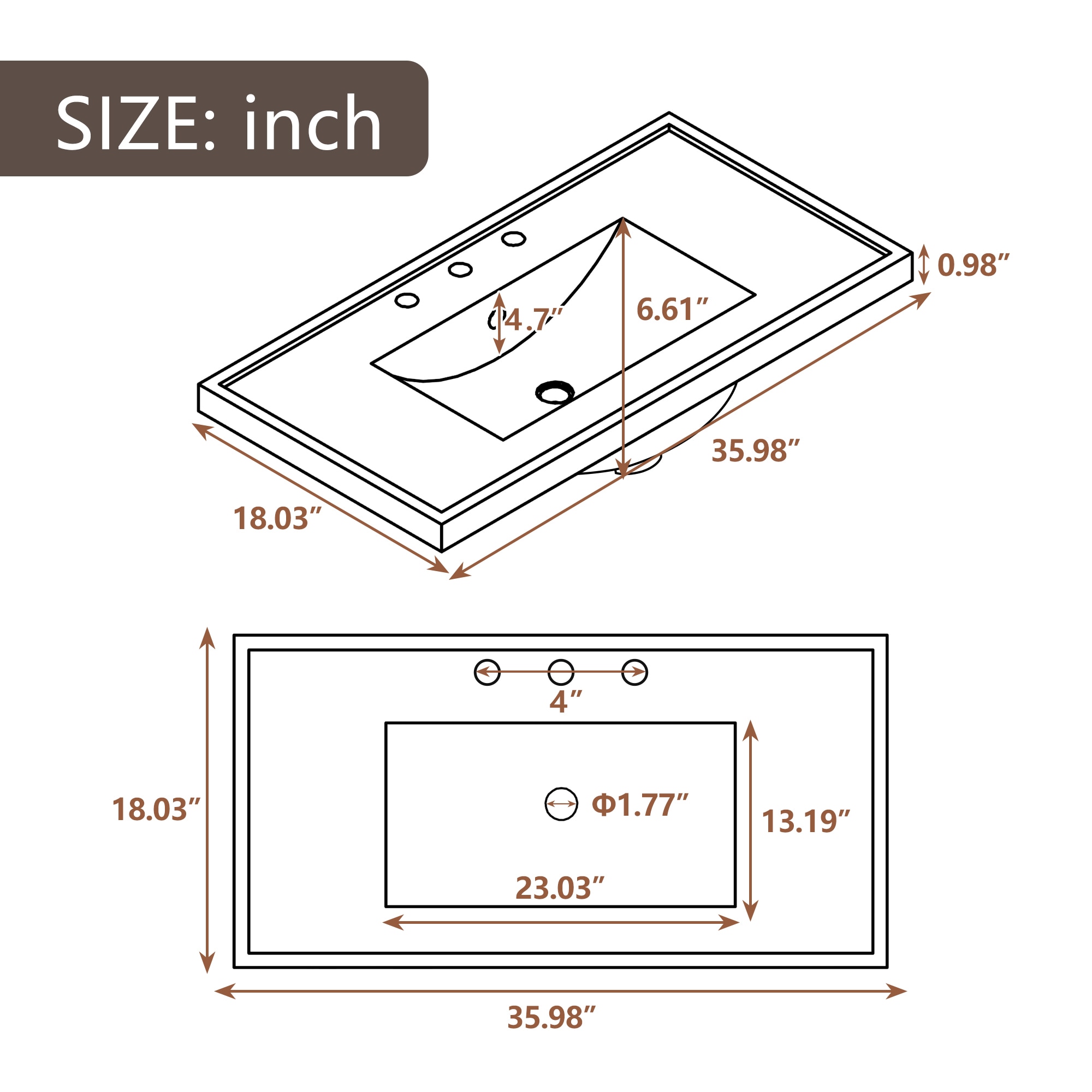 WELLFOR NIE-N7TP481 Vanity-Tops - View #6
