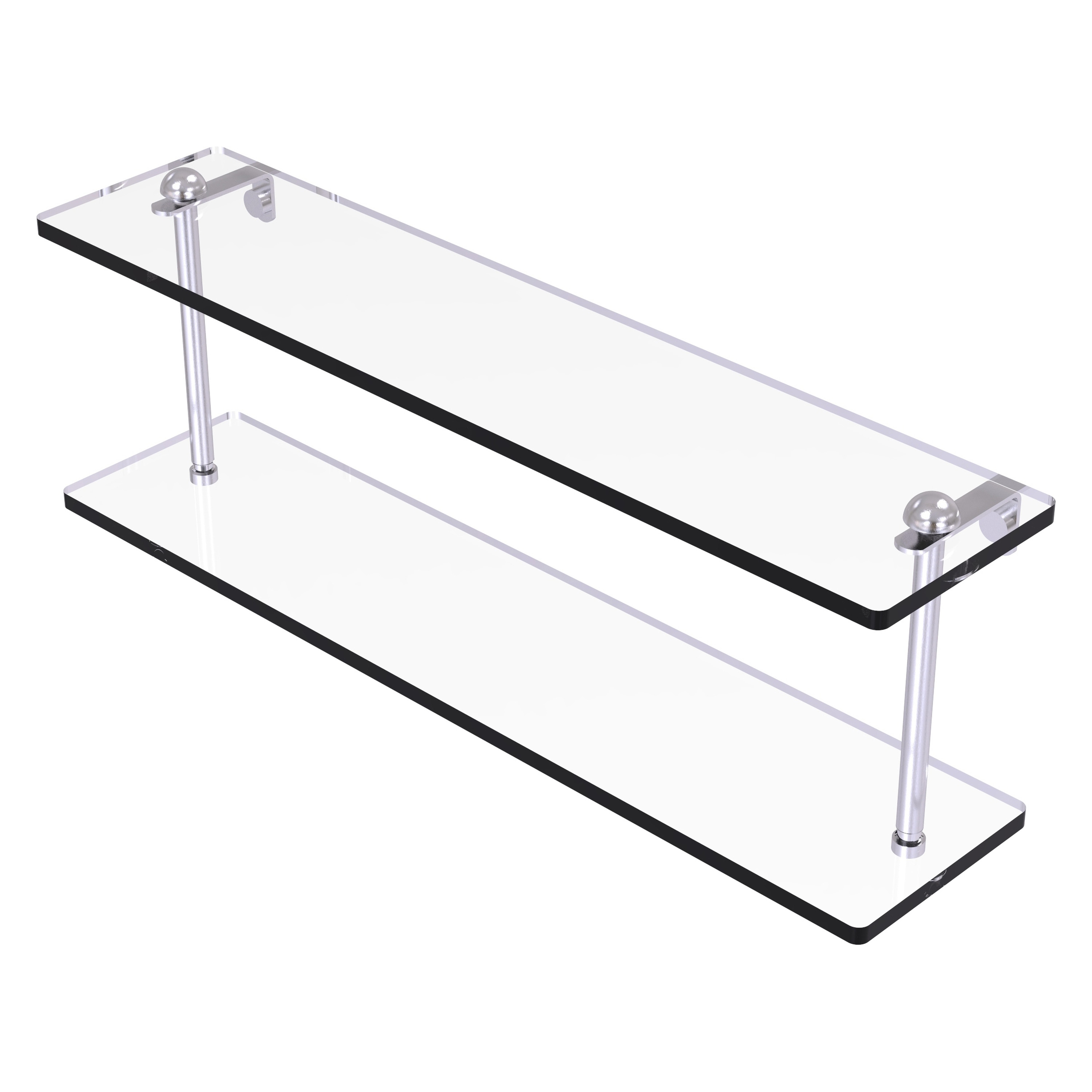 Allied Brass RC-2/22-SCH Satin Chrome 2 -Tier Wall mount Bathroom Shelf ( 22-in x 8-in x 5-in )