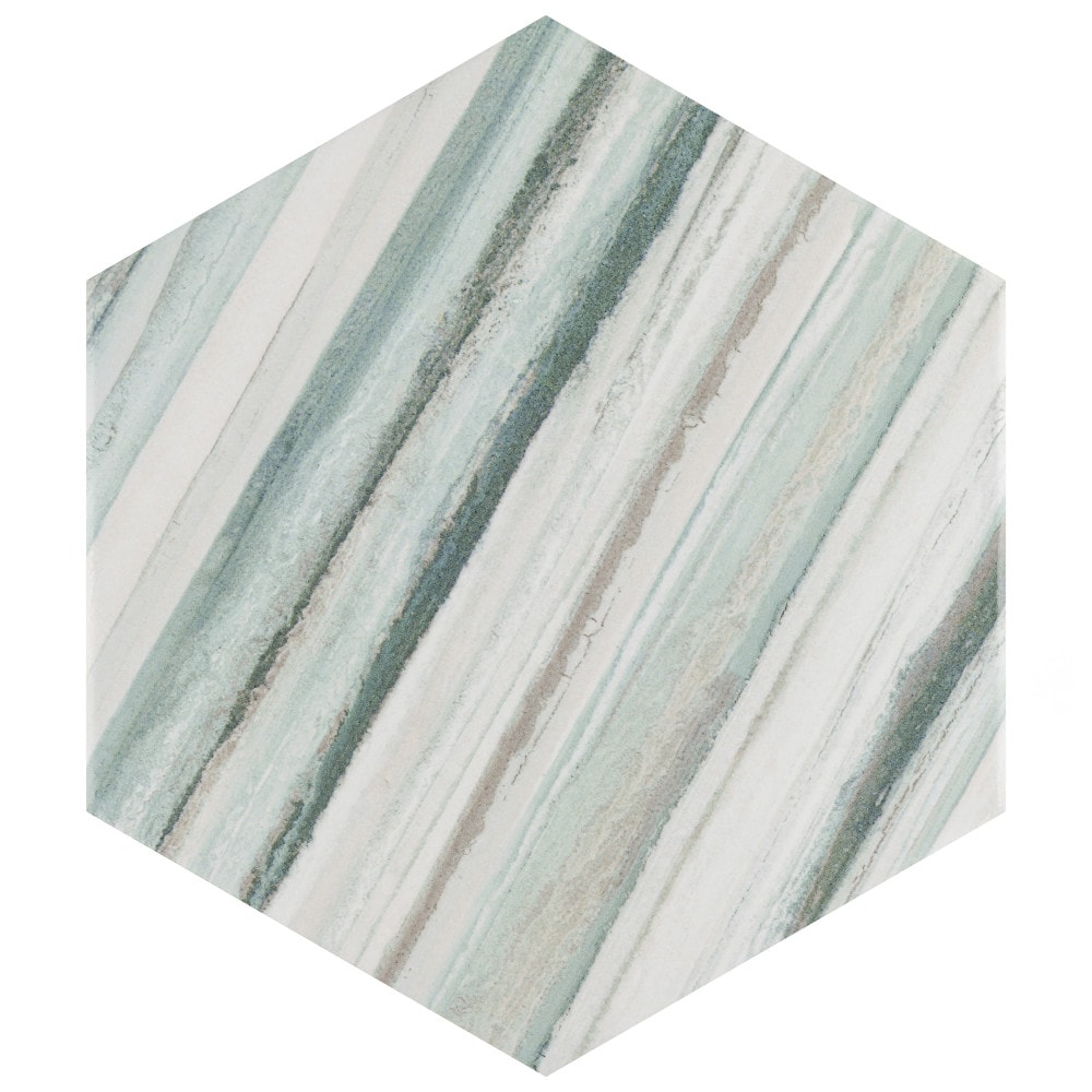 Affinity Tile Flow Hex Green 9-in x 10-in Multi-finish Porcelain 