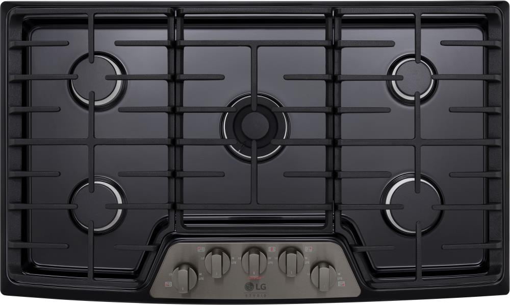 Lg Studio 36 In 5 Burner Black Stainless Steel Gas Cooktop Common 36 In Actual 36 In In The Gas Cooktops Department At Lowes Com