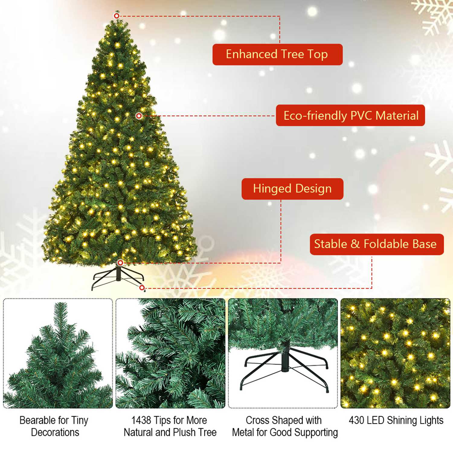 Costway CSHY000374 Artificial-Christmas-Trees - View #8