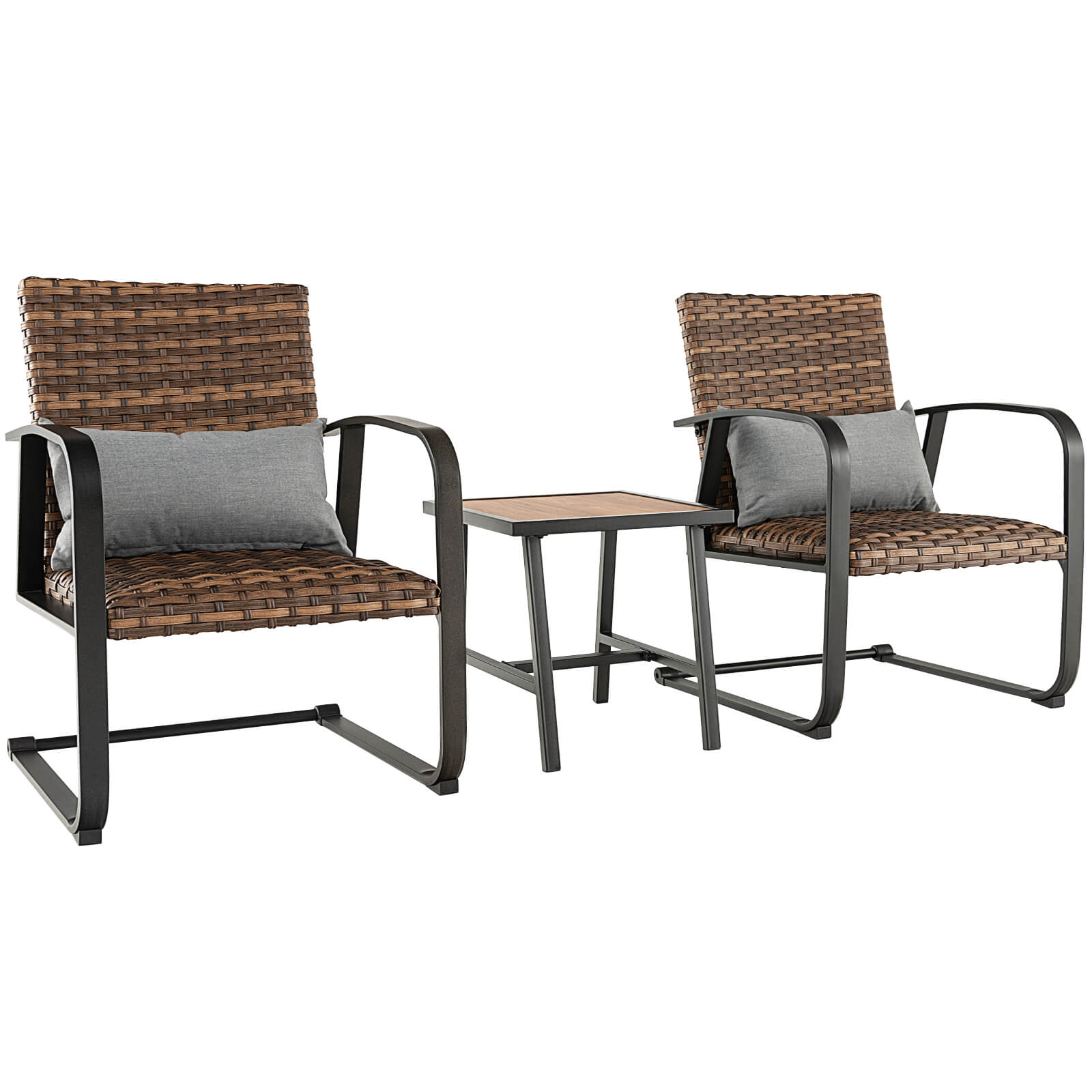 WELLFOR TDS10970 3 -Piece Rattan Patio Conversation Set with Brown