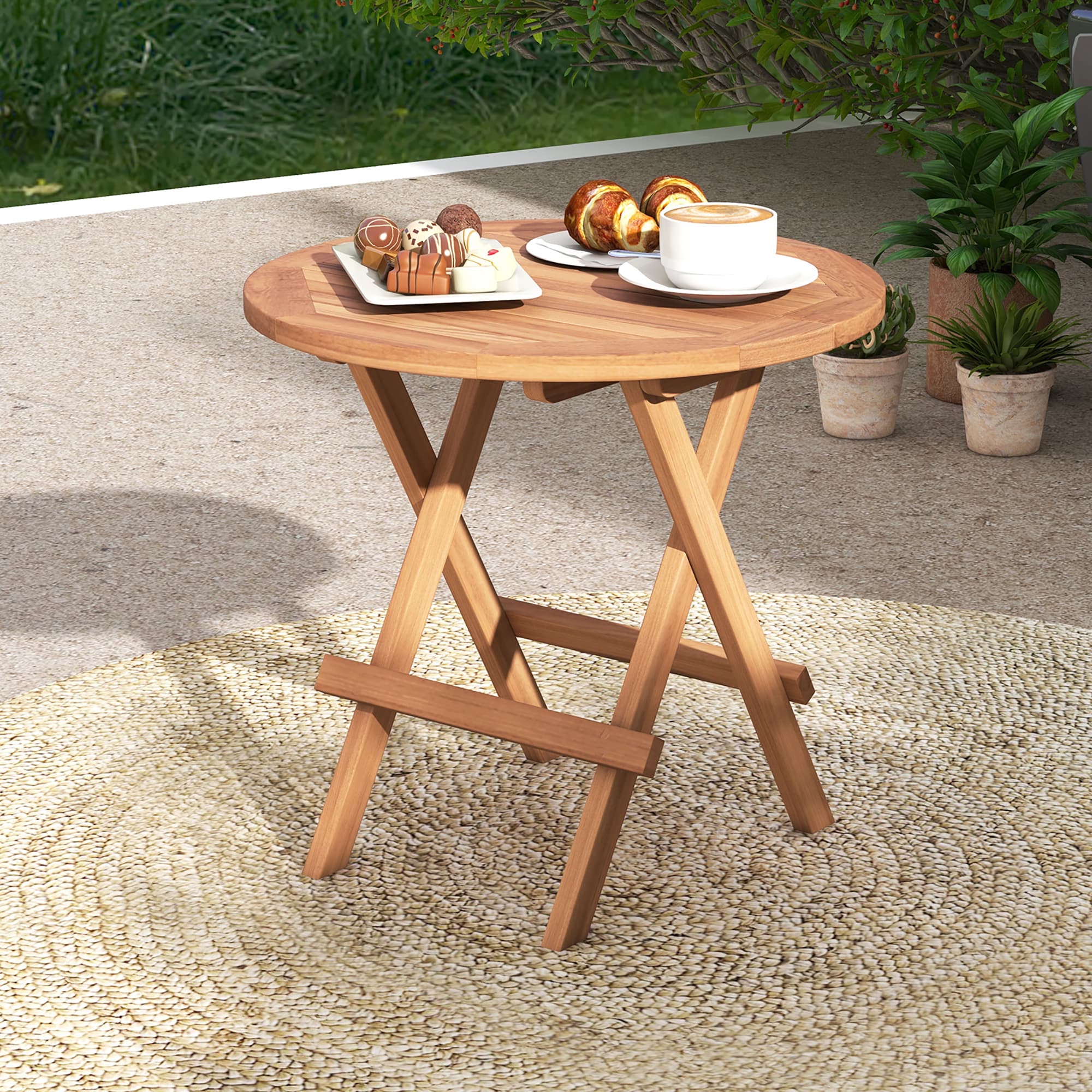 Costway LWS00143 Round Bistro Table 20-in W x 20-in L