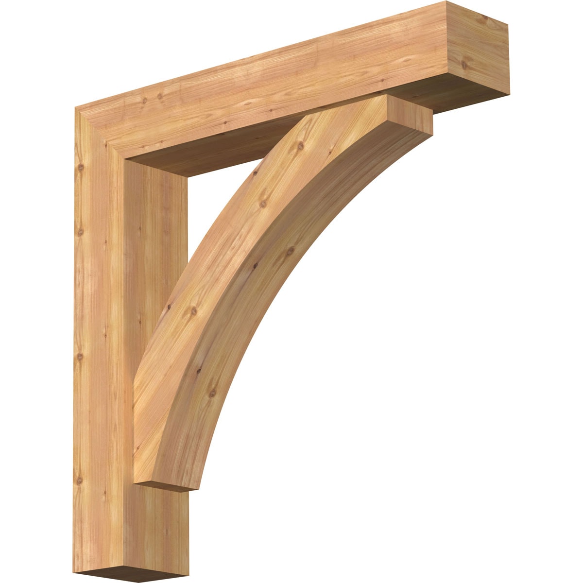 Ekena Millwork 1463999 Thorton Block Smooth Bracket with Offset Brace 7-1/2-in x 38-in x 38-in Western red cedar Brown Wood Standard bracket
