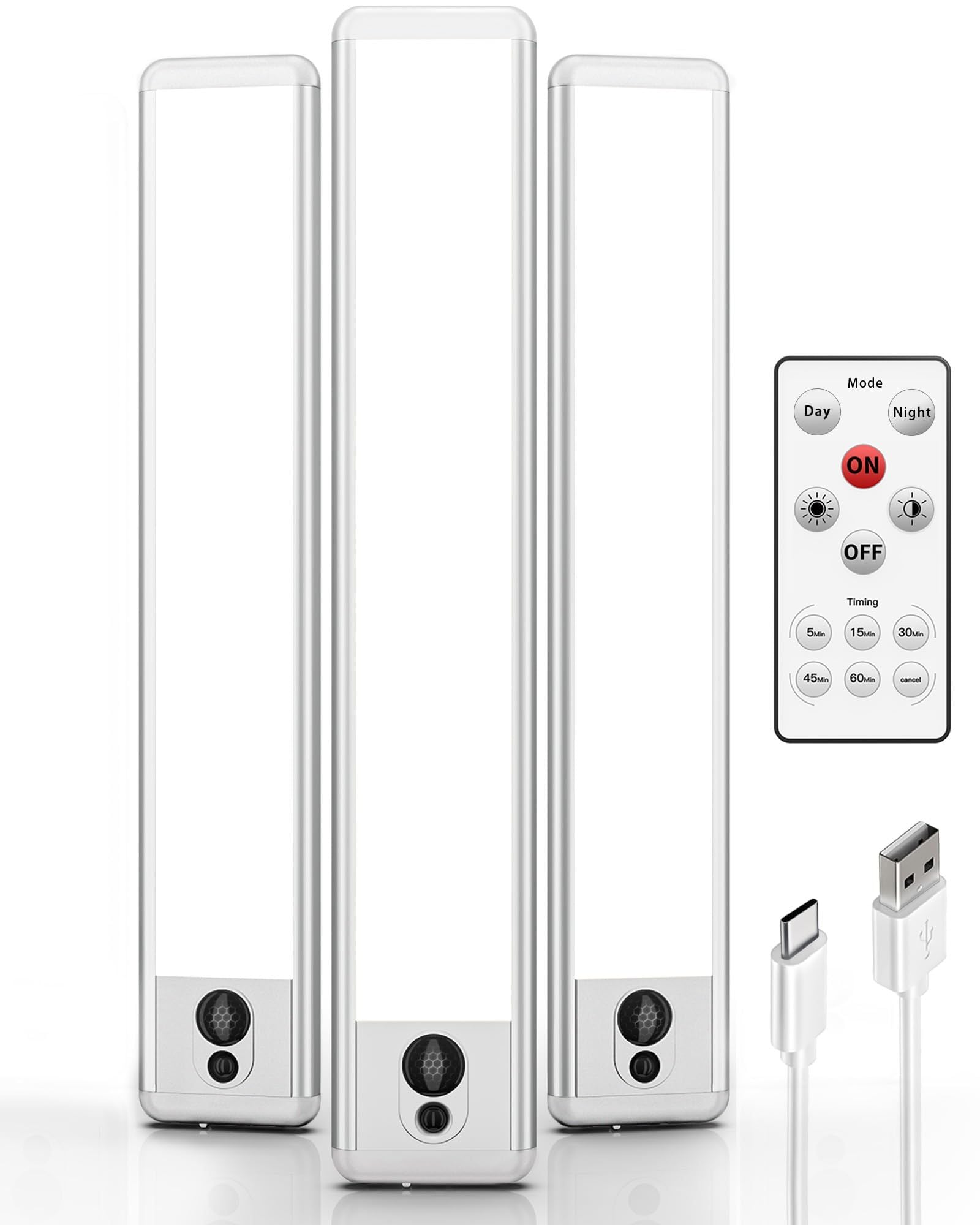 EZVALO LY-23-3-WH 9in 3pk 100 Lumens LED Under Cabinet Light Bar: Wireless Motion Sensor Remote Control Cool White