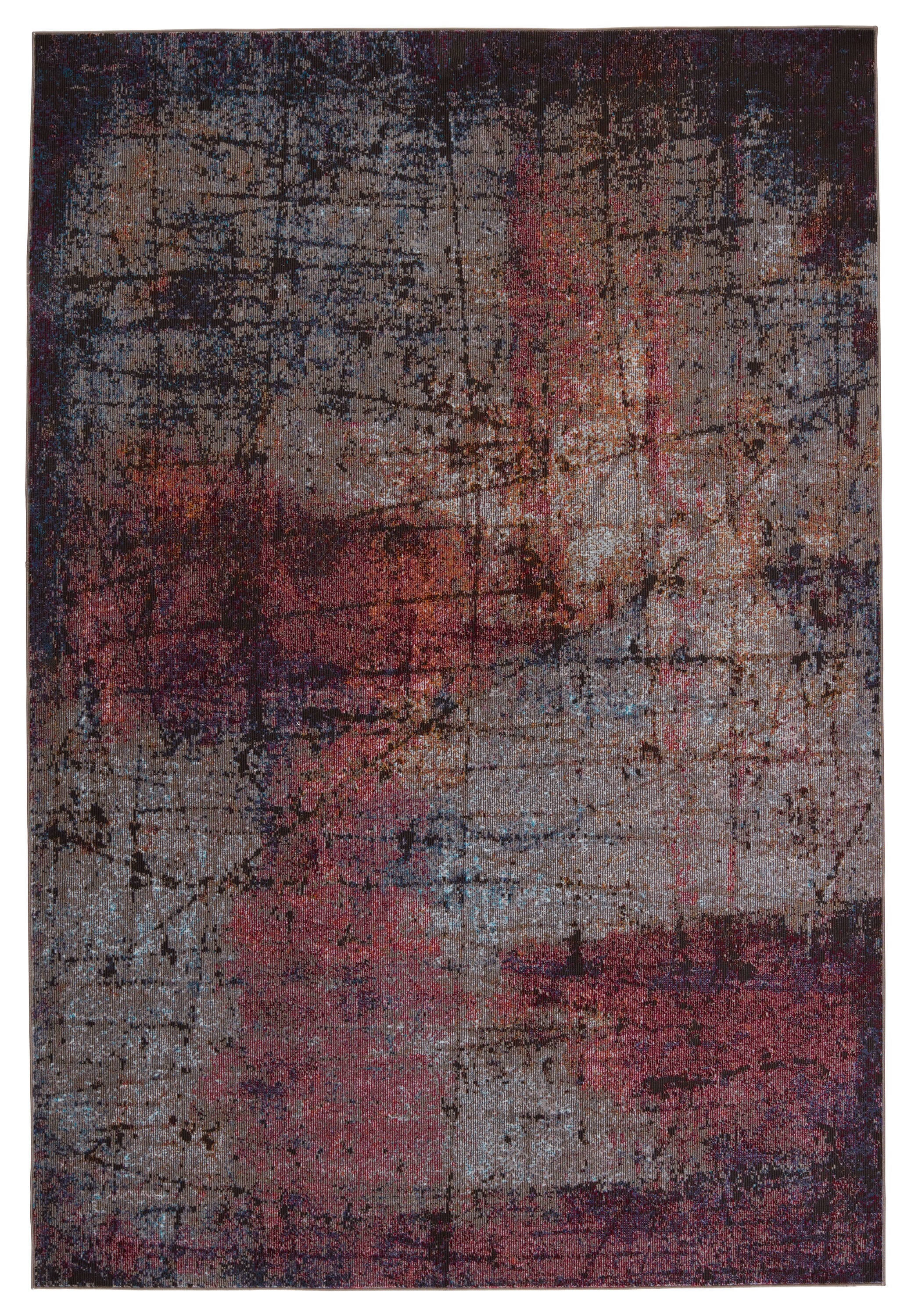 Borealis Abstract Magenta and Gray 6'x9' Synthetic Area Rug