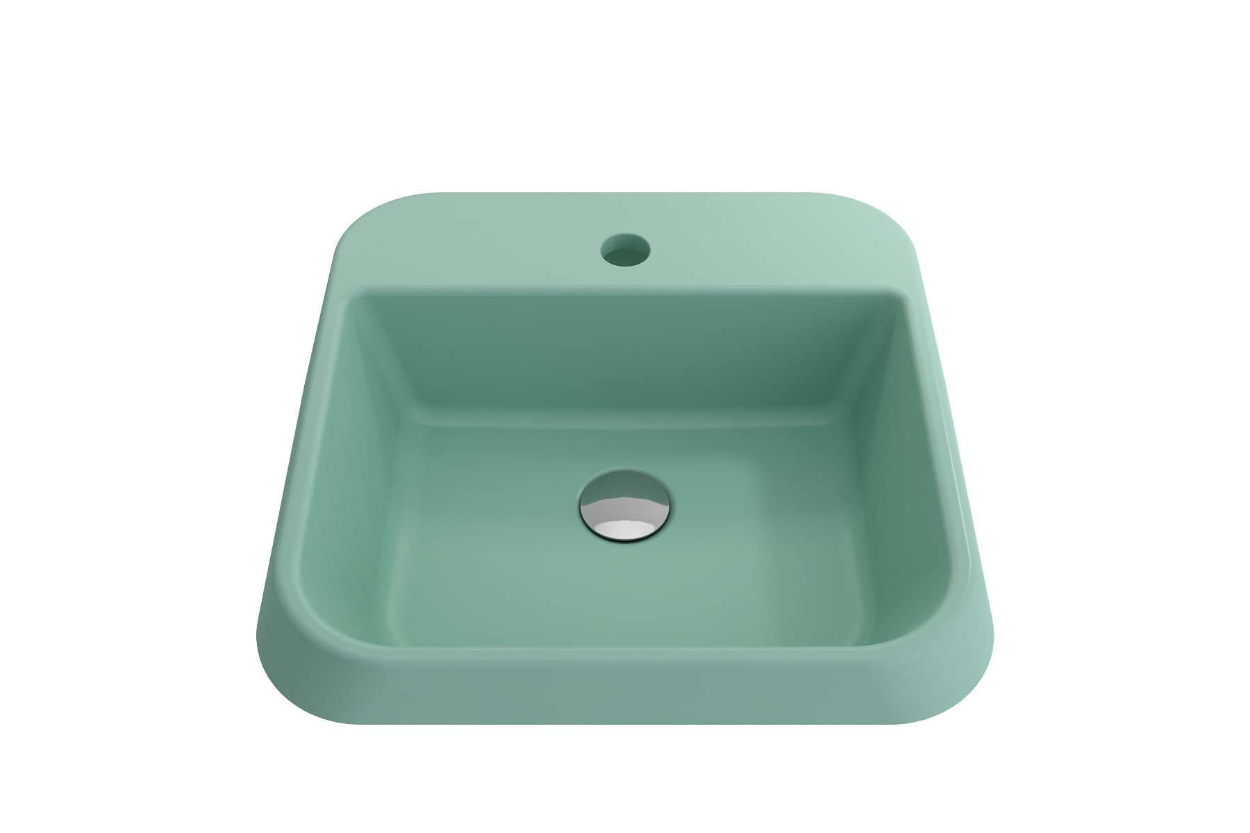 BOCCHI 1074-033-0126 Fire Clay 16.5-in Vessel Rectangular Traditional Matte Mint Green Bathroom Sink