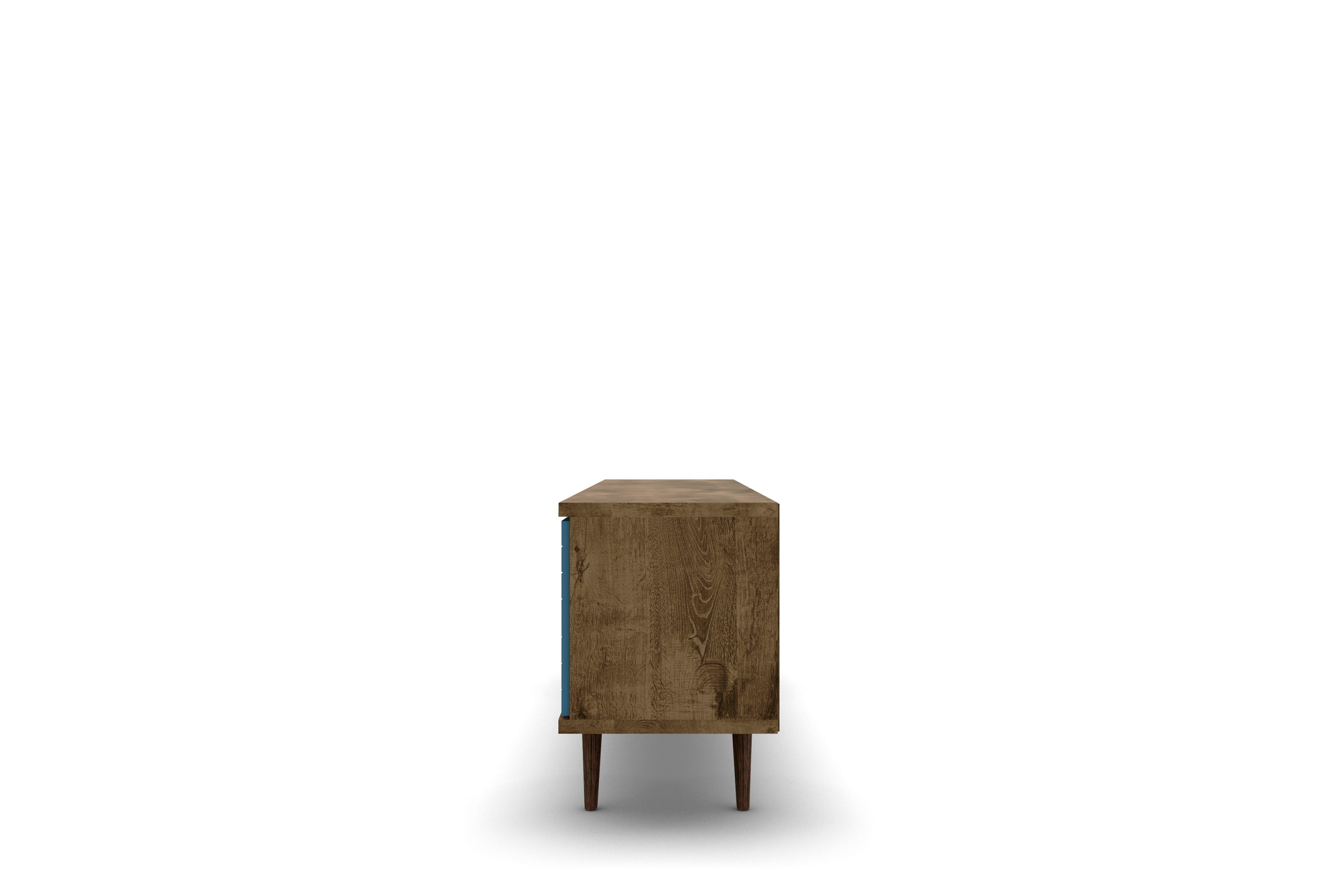 Rustic Brown and Aqua Blue 63" MDF TV Stand with Cabinet