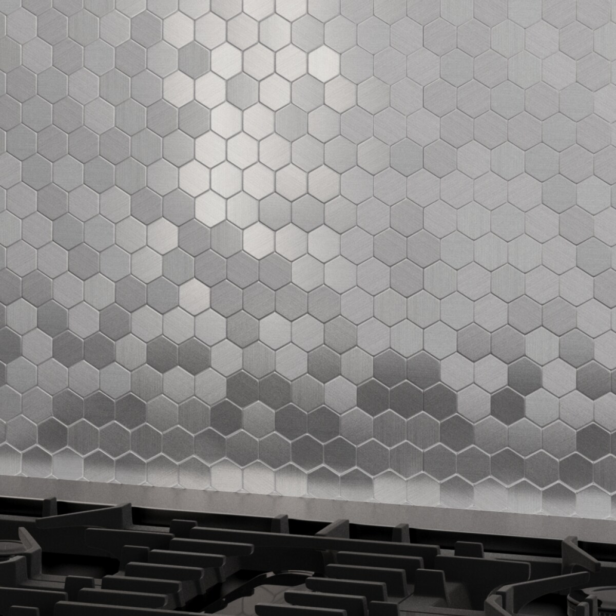 30'' Silver Metal Hexagonal Peel and Stick Backsplash Tile