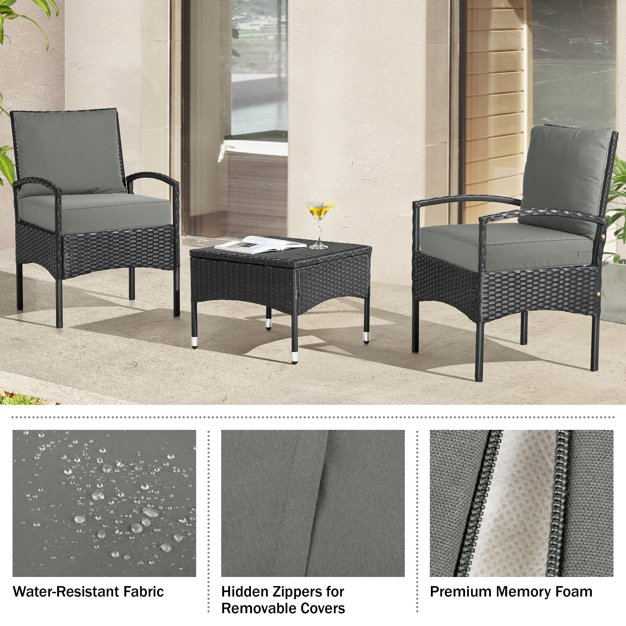Lavish Home HT-OUTDR-GRY Patio-Furniture-Cushions - View #3