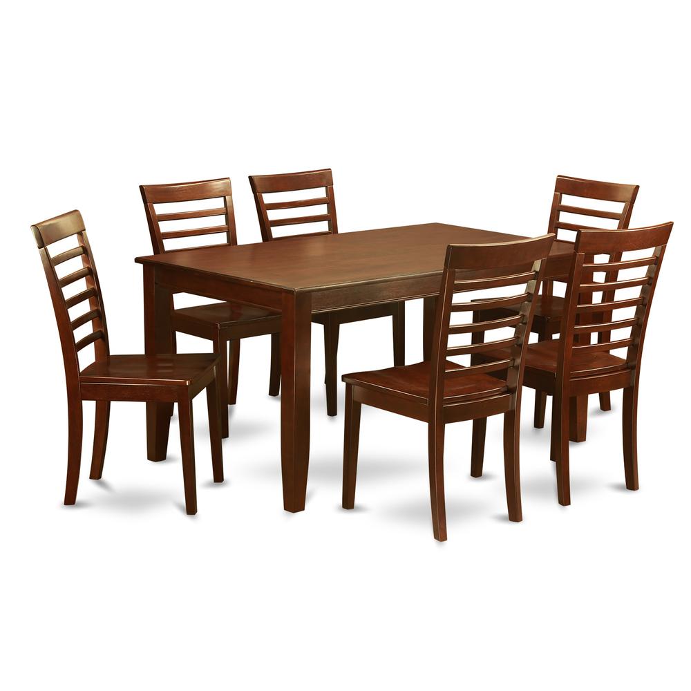 East West Furniture 7 PC Dining set Dining Table with 6 Dining Chairs