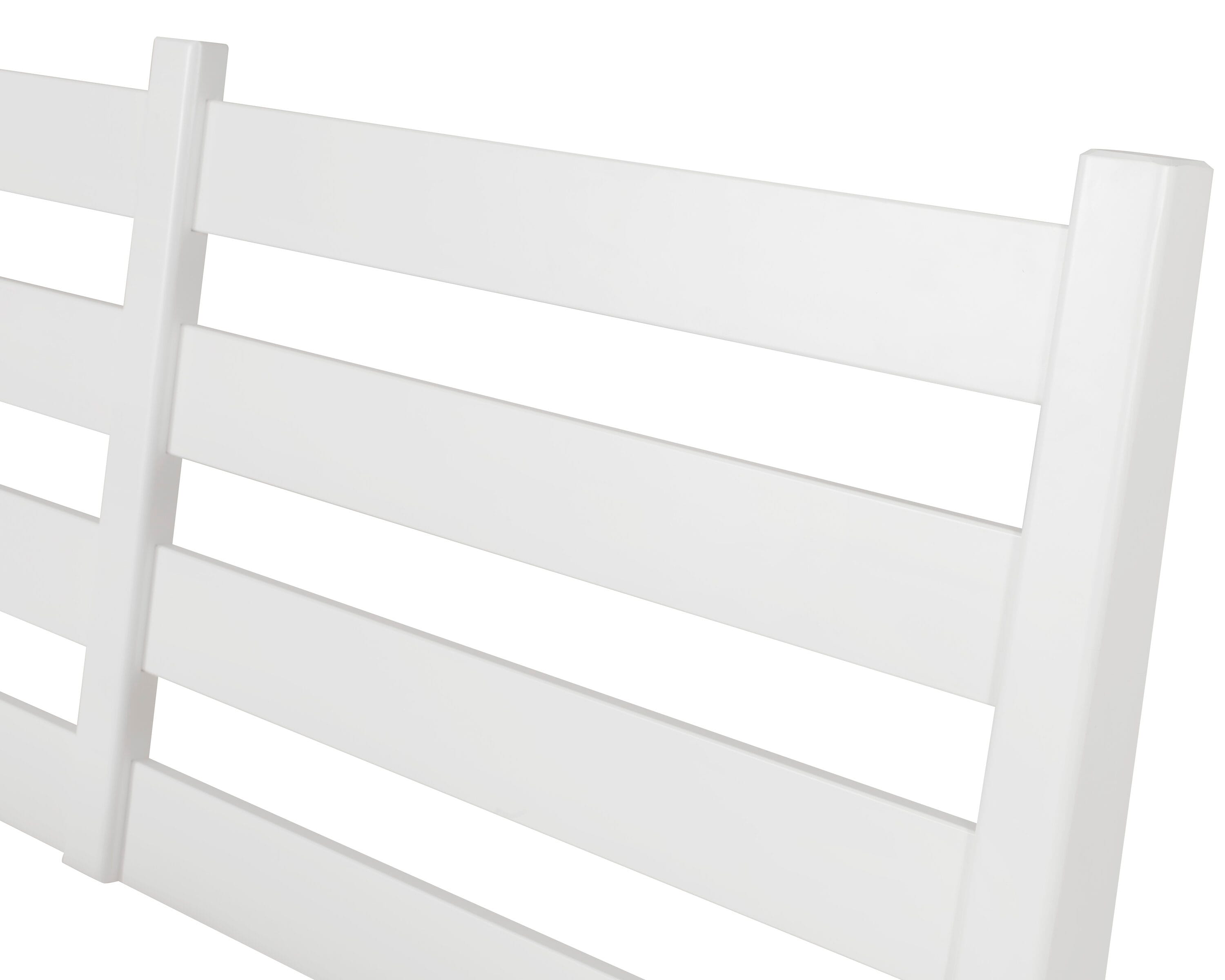 Elegant Pine Wood King-Size Bed with Slatted Headboard - White Finish